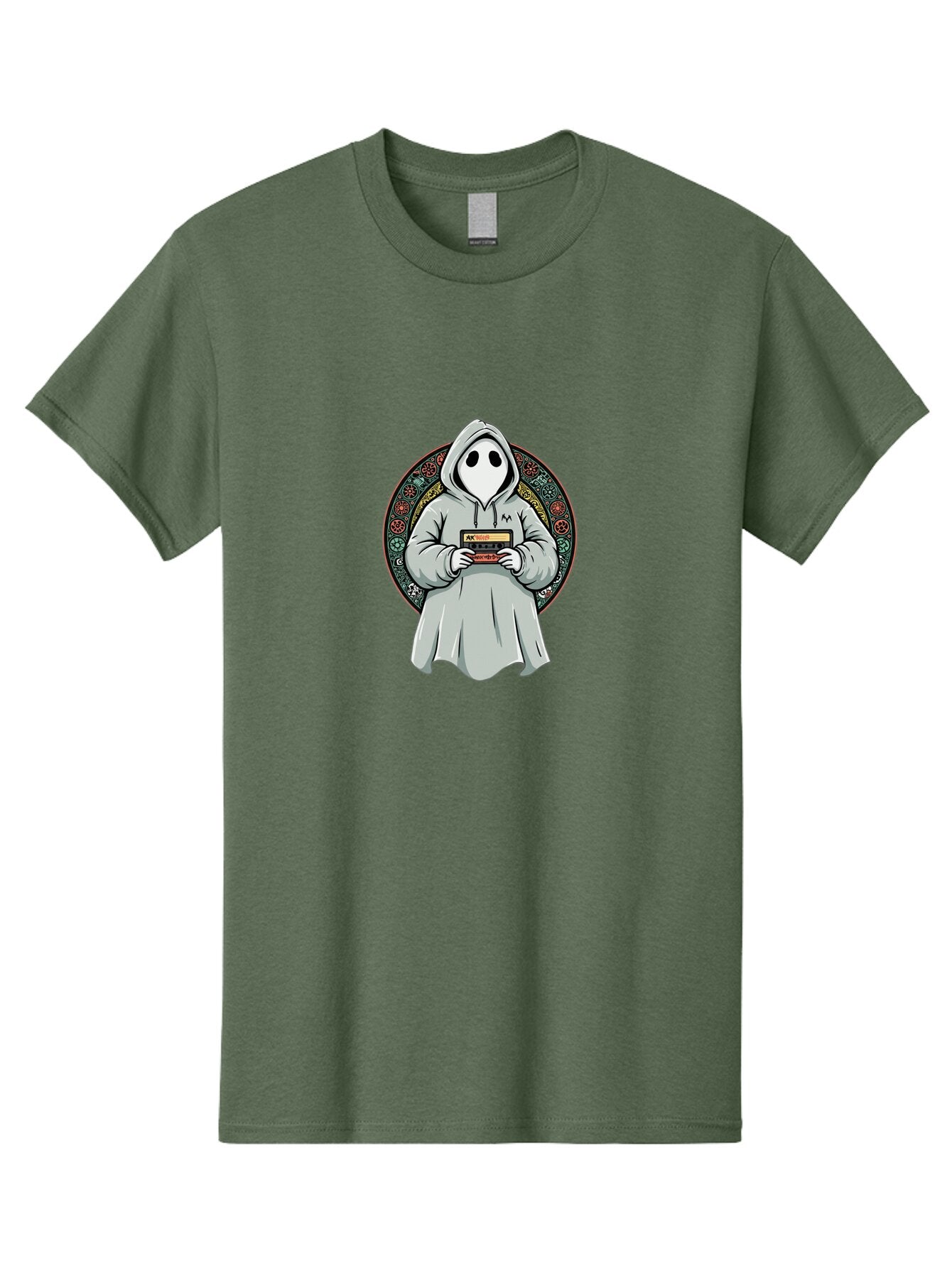 Ghost-Holding-Game-Cartridge Men'S Graphic Tee, 100% Cotton, Comfortable Casual Summer Wear, Machine Washable, Vintage Camera, Old Camera, Antique Camera, Black Camera, Classic Photography, Photography Equipment, Nostalgic Device, Film Camera, Bam514 11