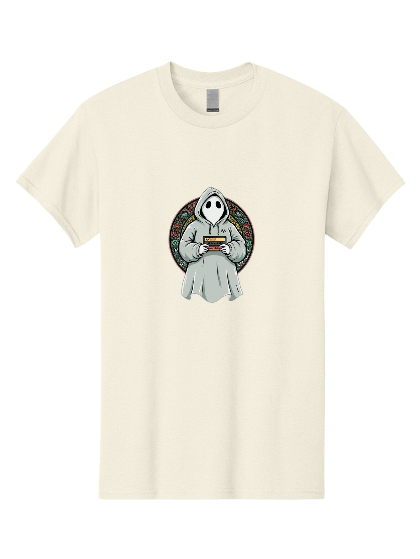 Ghost-Holding-Game-Cartridge Men'S Graphic Tee, 100% Cotton, Comfortable Casual Summer Wear, Machine Washable, Vintage Camera, Old Camera, Antique Camera, Black Camera, Classic Photography, Photography Equipment, Nostalgic Device, Film Camera, Bam514 14