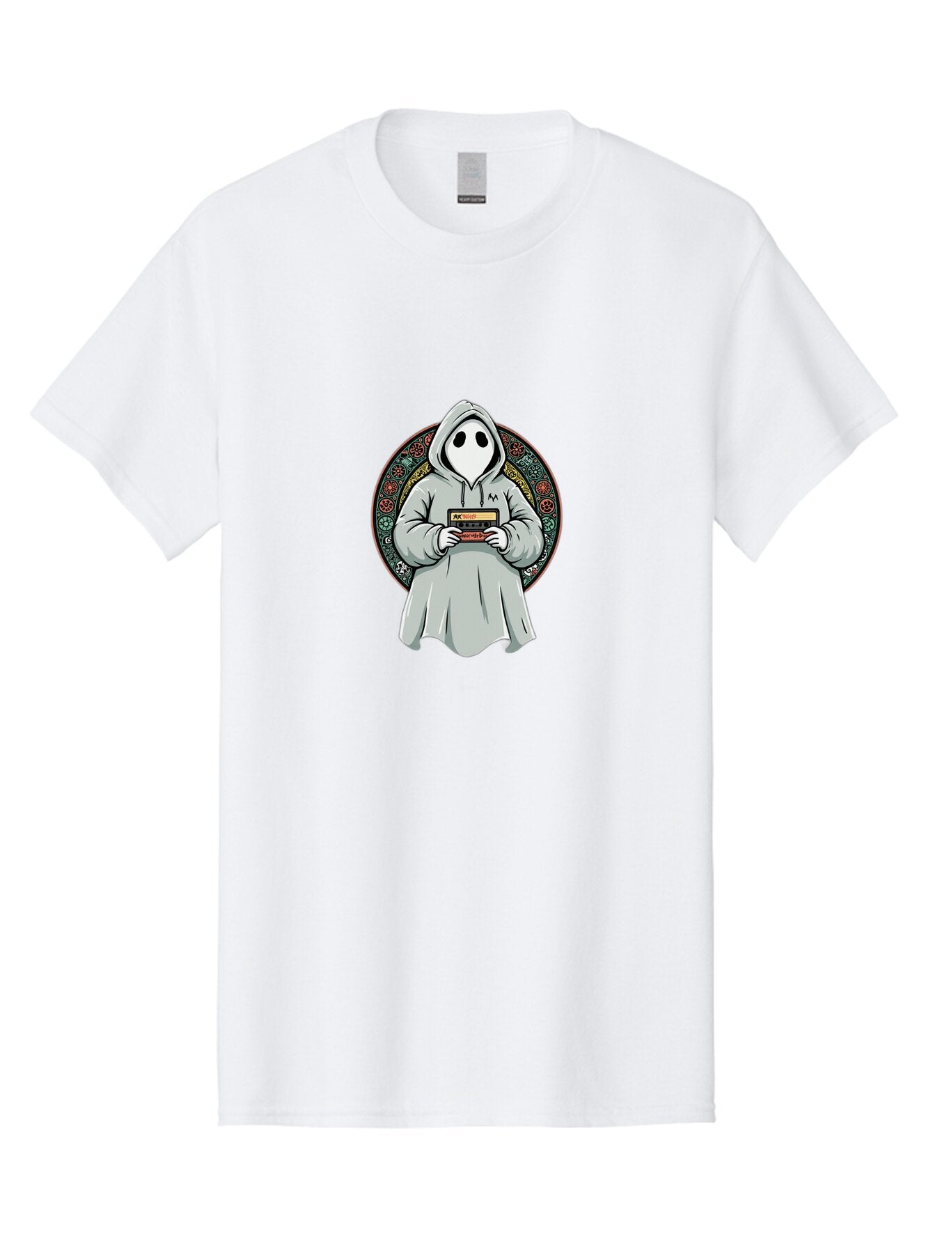 Ghost-Holding-Game-Cartridge Men'S Graphic Tee, 100% Cotton, Comfortable Casual Summer Wear, Machine Washable, Vintage Camera, Old Camera, Antique Camera, Black Camera, Classic Photography, Photography Equipment, Nostalgic Device, Film Camera, Bam514 7