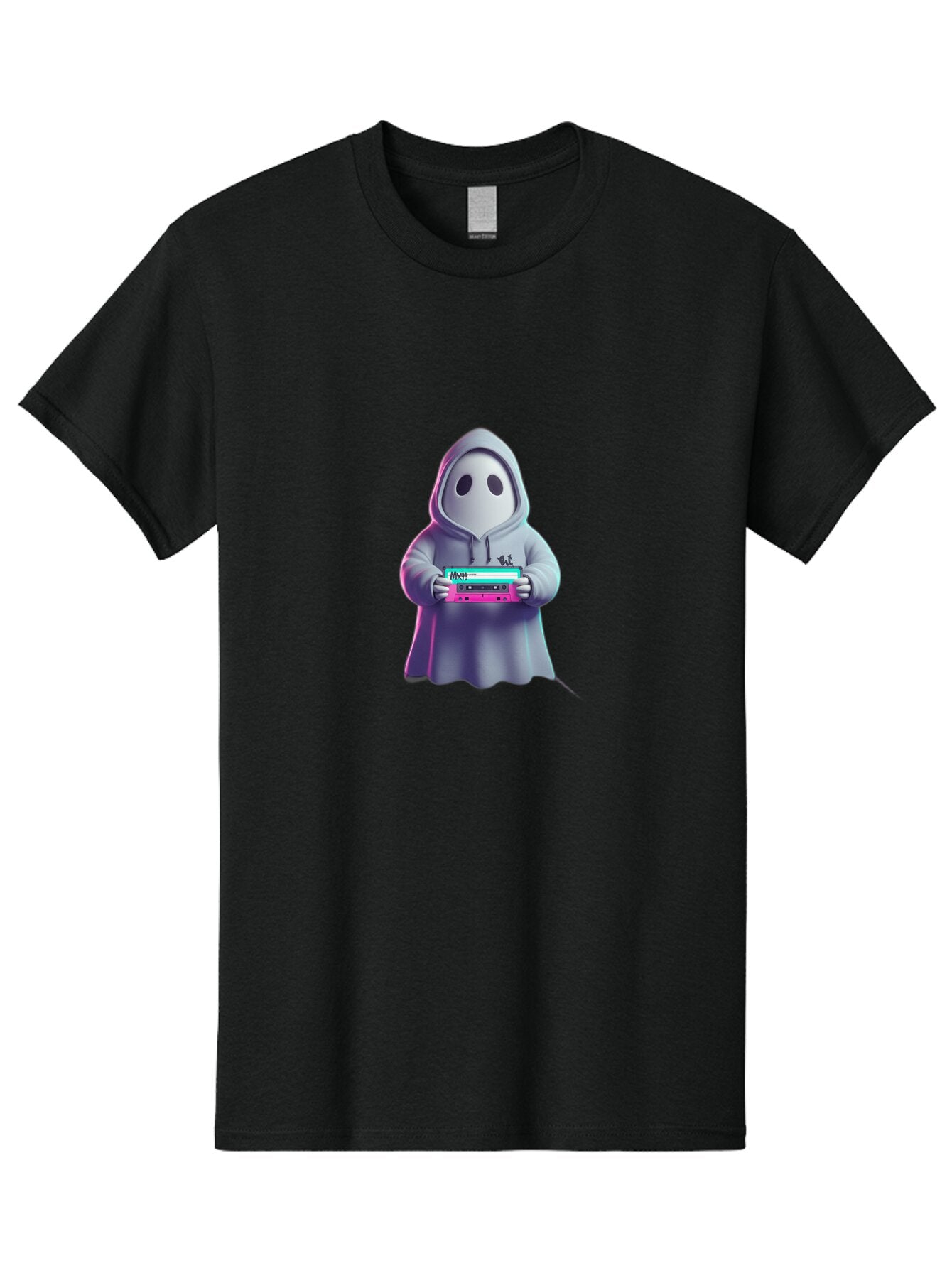 Ghost-In-Hooded-Robe-Holding-Synthesizer Men'S Graphic Tee, 100% Cotton, Comfortable Casual Summer Wear, Machine Washable, Vintage Camera, Old Camera, Antique Camera, Black Camera, Classic Photography, Photography Equipment, Nostalgic Device, Bam516 12