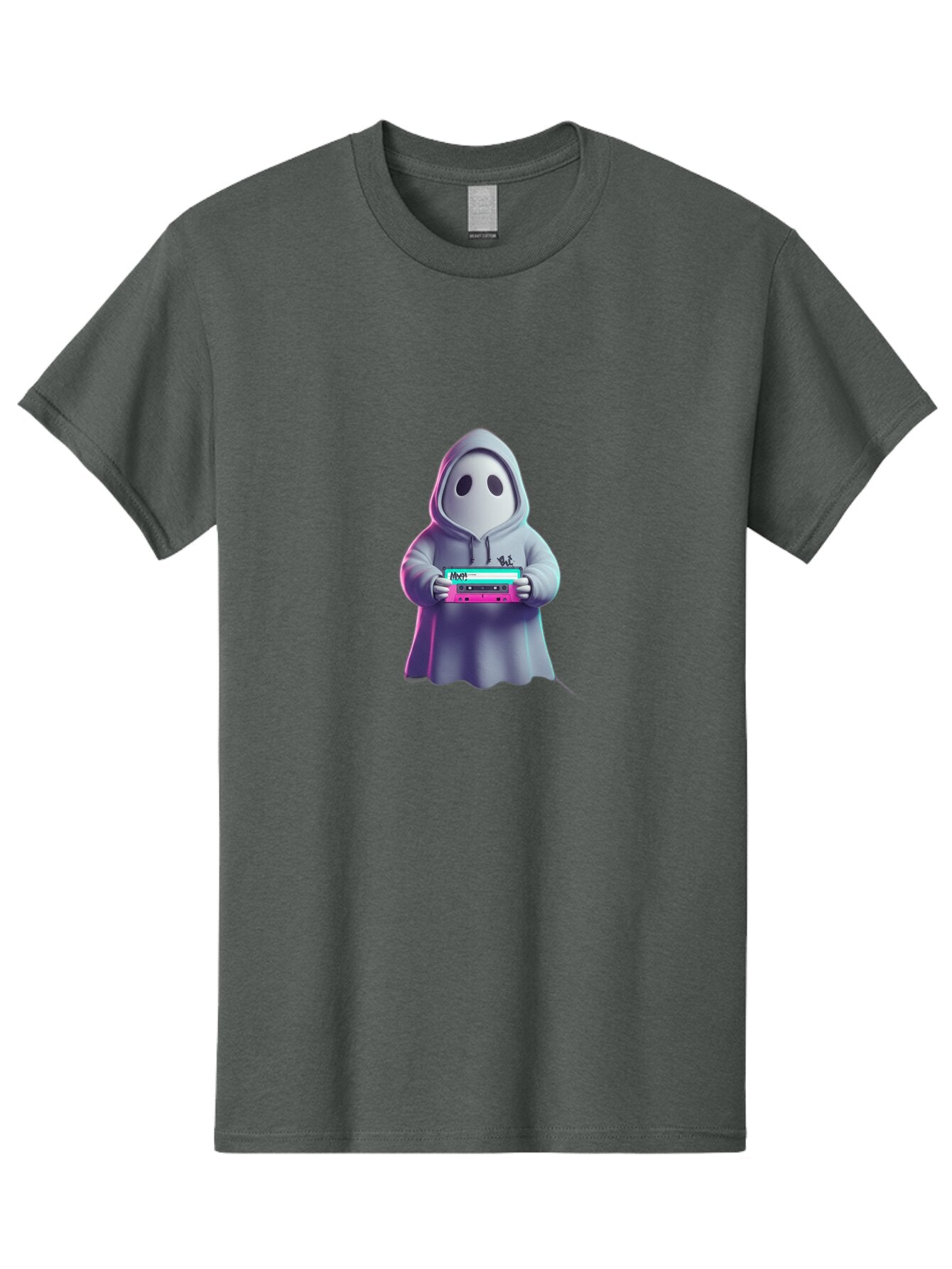 Ghost-In-Hooded-Robe-Holding-Synthesizer Men'S Graphic Tee, 100% Cotton, Comfortable Casual Summer Wear, Machine Washable, Vintage Camera, Old Camera, Antique Camera, Black Camera, Classic Photography, Photography Equipment, Nostalgic Device, Bam516 15