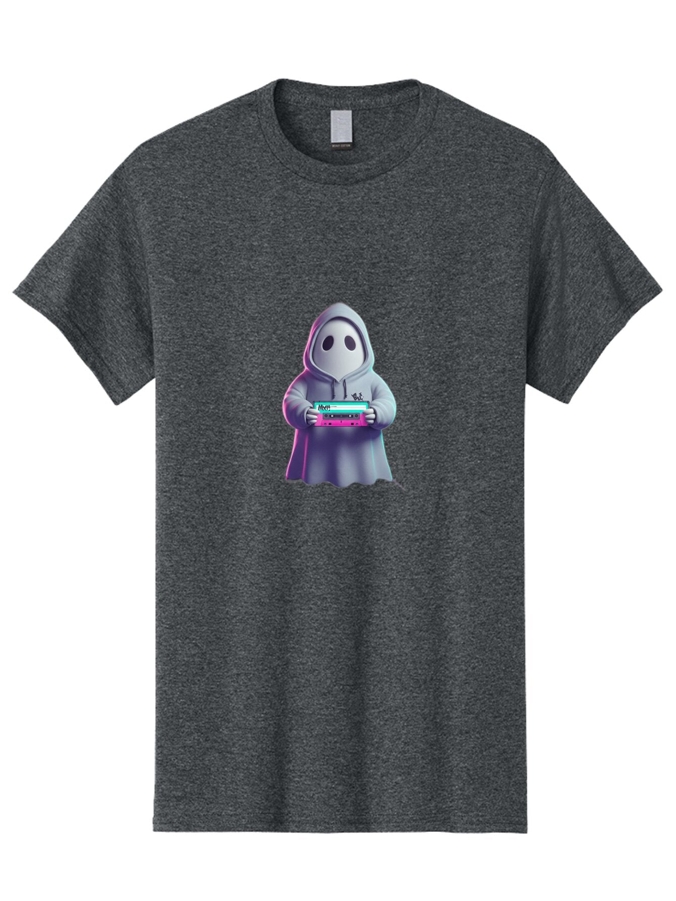 Ghost-In-Hooded-Robe-Holding-Synthesizer Men'S Graphic Tee, 100% Cotton, Comfortable Casual Summer Wear, Machine Washable, Vintage Camera, Old Camera, Antique Camera, Black Camera, Classic Photography, Photography Equipment, Nostalgic Device, Bam516 3