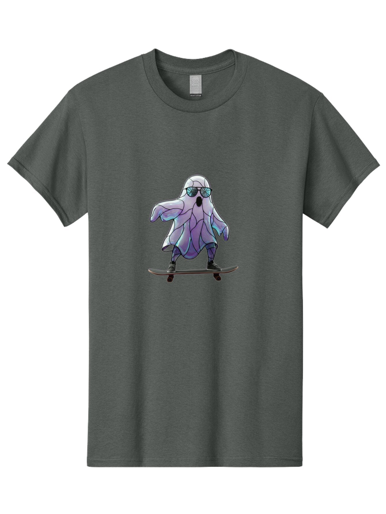 Ghost-On-Skateboard-1 Men'S Graphic Tee, 100% Cotton, Comfortable Casual Summer Wear, Machine Washable, Vintage Camera, Old Camera, Antique Camera, Black Camera, Classic Photography, Photography Equipment, Nostalgic Device, Film Camera, Bam518 9