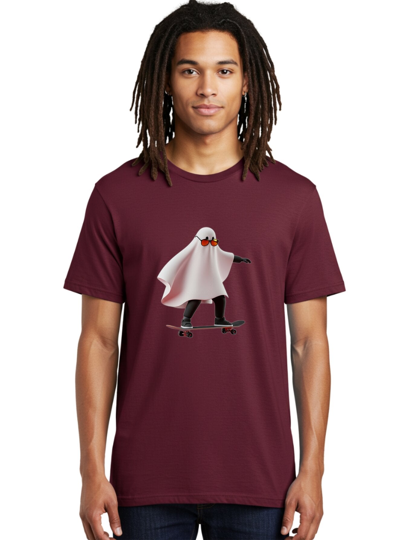 Ghost-On-Skateboard Men'S Graphic Tee, 100% Cotton, Comfortable Casual Summer Wear, Machine Washable, Vintage Camera, Old Camera, Antique Camera, Black Camera, Classic Photography, Photography Equipment, Nostalgic Device, Film Camera, Bam520 23