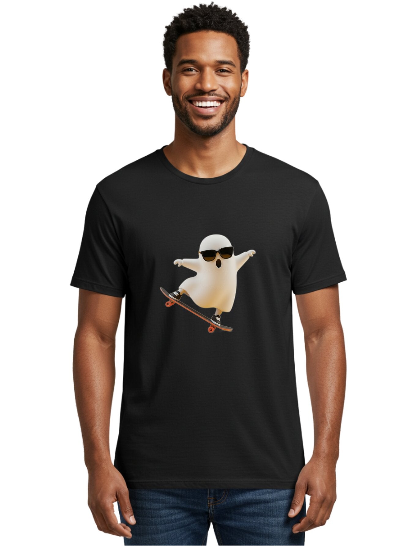 Ghost-Skateboarder-1 Men'S Graphic Tee, 100% Cotton, Comfortable Casual Summer Wear, Machine Washable, Vintage Camera, Old Camera, Antique Camera, Black Camera, Classic Photography, Photography Equipment, Nostalgic Device, Film Camera, Bam523 24