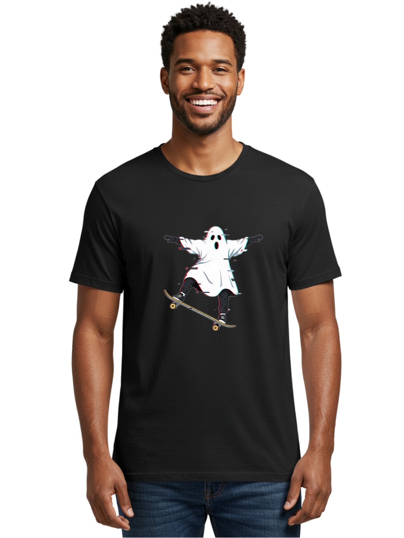 Ghost-Skateboarder-3 Men'S Graphic Tee, 100% Cotton, Comfortable Casual Summer Wear, Machine Washable, Vintage Camera, Old Camera, Antique Camera, Black Camera, Classic Photography, Photography Equipment, Nostalgic Device, Film Camera, Bam525 16