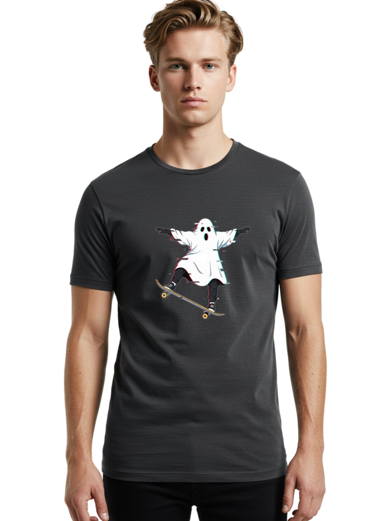 Ghost-Skateboarder-3 Men'S Graphic Tee, 100% Cotton, Comfortable Casual Summer Wear, Machine Washable, Vintage Camera, Old Camera, Antique Camera, Black Camera, Classic Photography, Photography Equipment, Nostalgic Device, Film Camera, Bam525 26