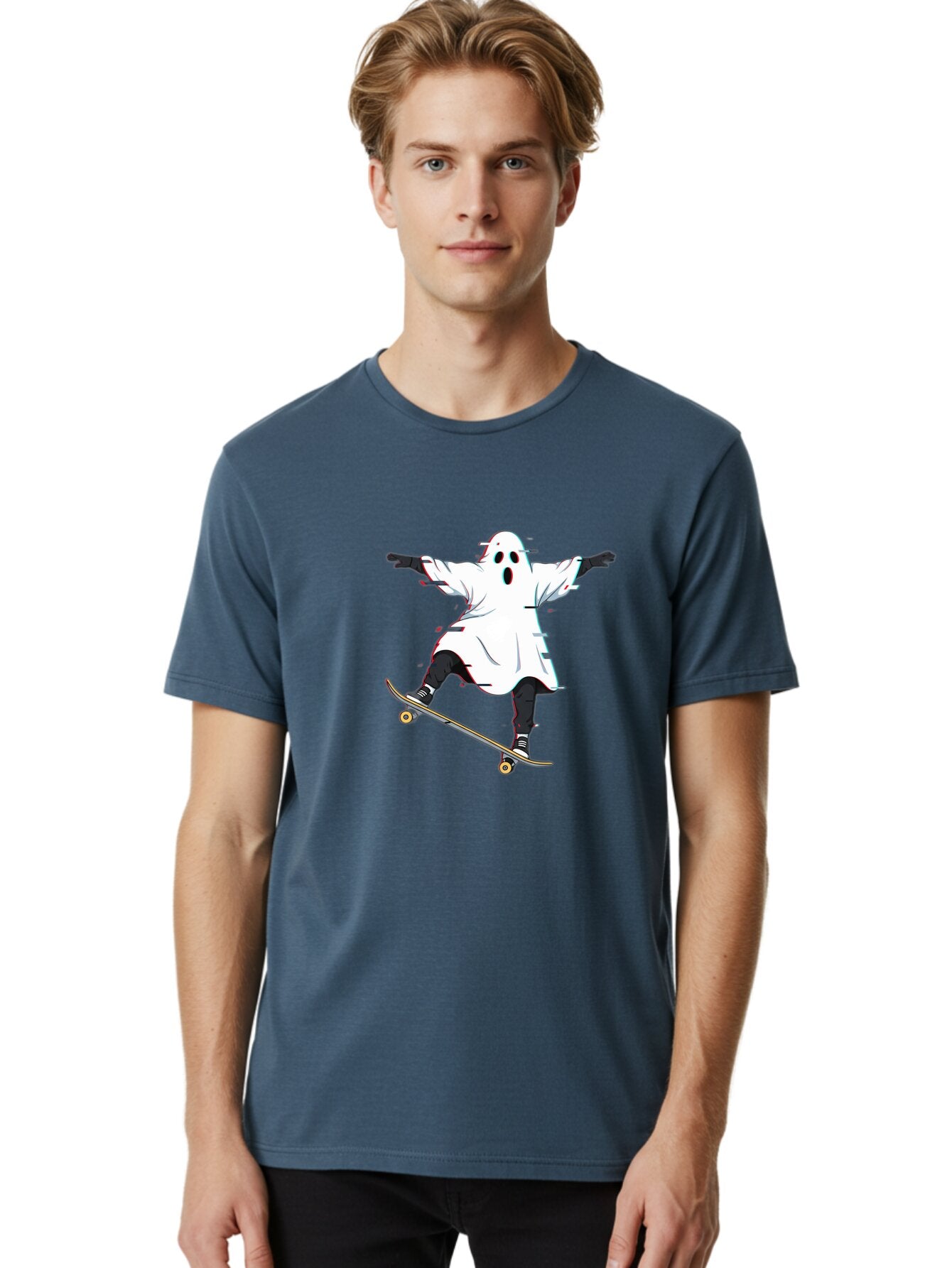 Ghost-Skateboarder-3 Men'S Graphic Tee, 100% Cotton, Comfortable Casual Summer Wear, Machine Washable, Vintage Camera, Old Camera, Antique Camera, Black Camera, Classic Photography, Photography Equipment, Nostalgic Device, Film Camera, Bam525 21