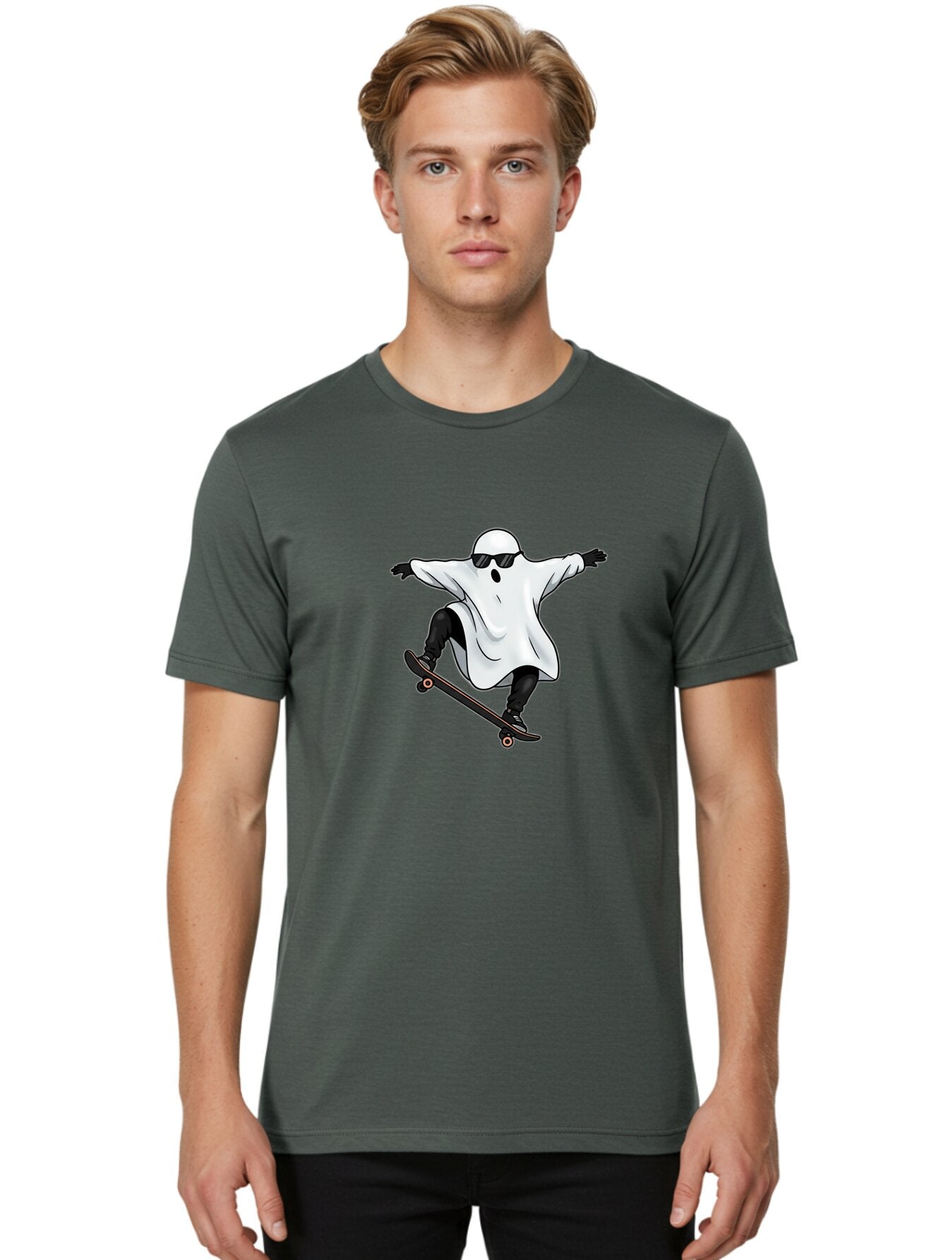 Ghost-Skateboarder Men'S Graphic Tee, 100% Cotton, Comfortable Casual Summer Wear, Machine Washable, Vintage Camera, Old Camera, Antique Camera, Black Camera, Classic Photography, Photography Equipment, Nostalgic Device, Film Camera, Bam527 20