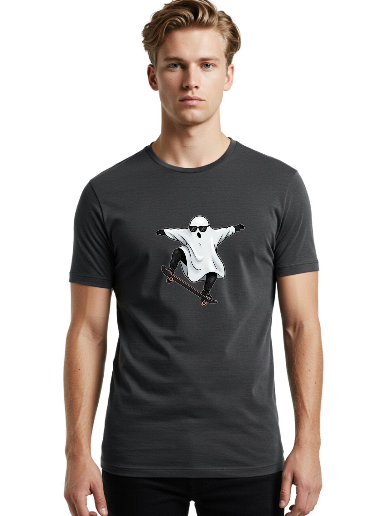 Ghost-Skateboarder Men'S Graphic Tee, 100% Cotton, Comfortable Casual Summer Wear, Machine Washable, Vintage Camera, Old Camera, Antique Camera, Black Camera, Classic Photography, Photography Equipment, Nostalgic Device, Film Camera, Bam527 29