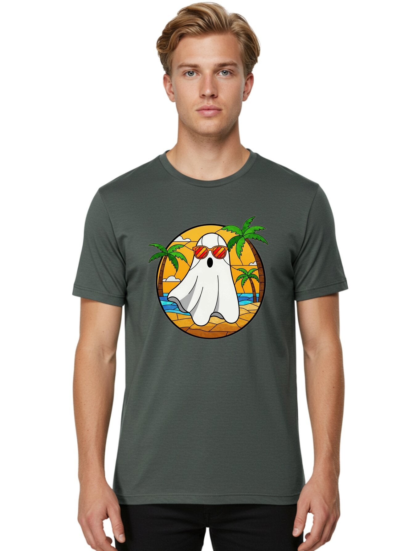 Ghost-Sunglasses-Beach Men'S Graphic Tee, 100% Cotton, Comfortable Casual Summer Wear, Machine Washable, Vintage Camera, Old Camera, Antique Camera, Black Camera, Classic Photography, Photography Equipment, Nostalgic Device, Film Camera, Bam530 24