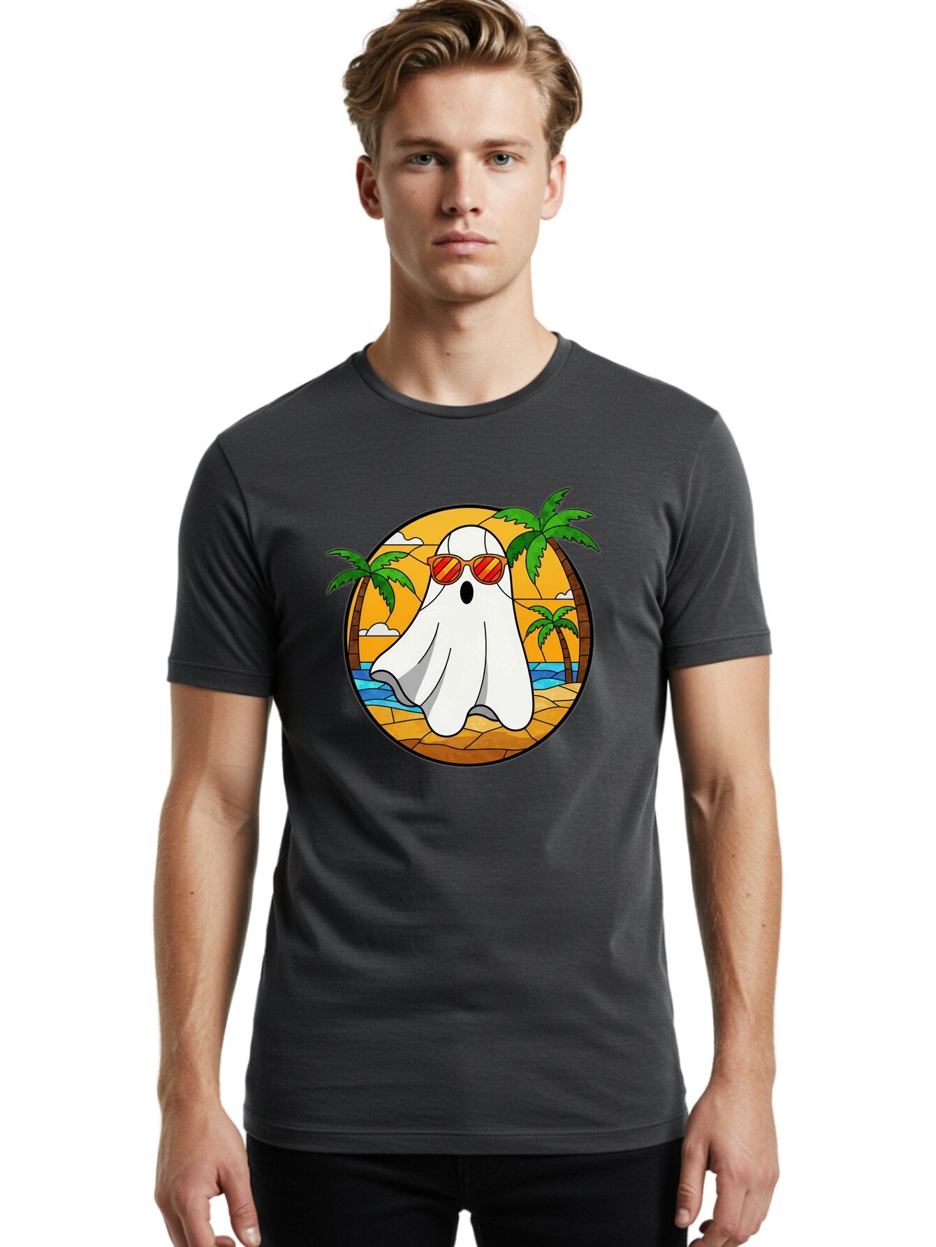 Ghost-Sunglasses-Beach Men'S Graphic Tee, 100% Cotton, Comfortable Casual Summer Wear, Machine Washable, Vintage Camera, Old Camera, Antique Camera, Black Camera, Classic Photography, Photography Equipment, Nostalgic Device, Film Camera, Bam530 29