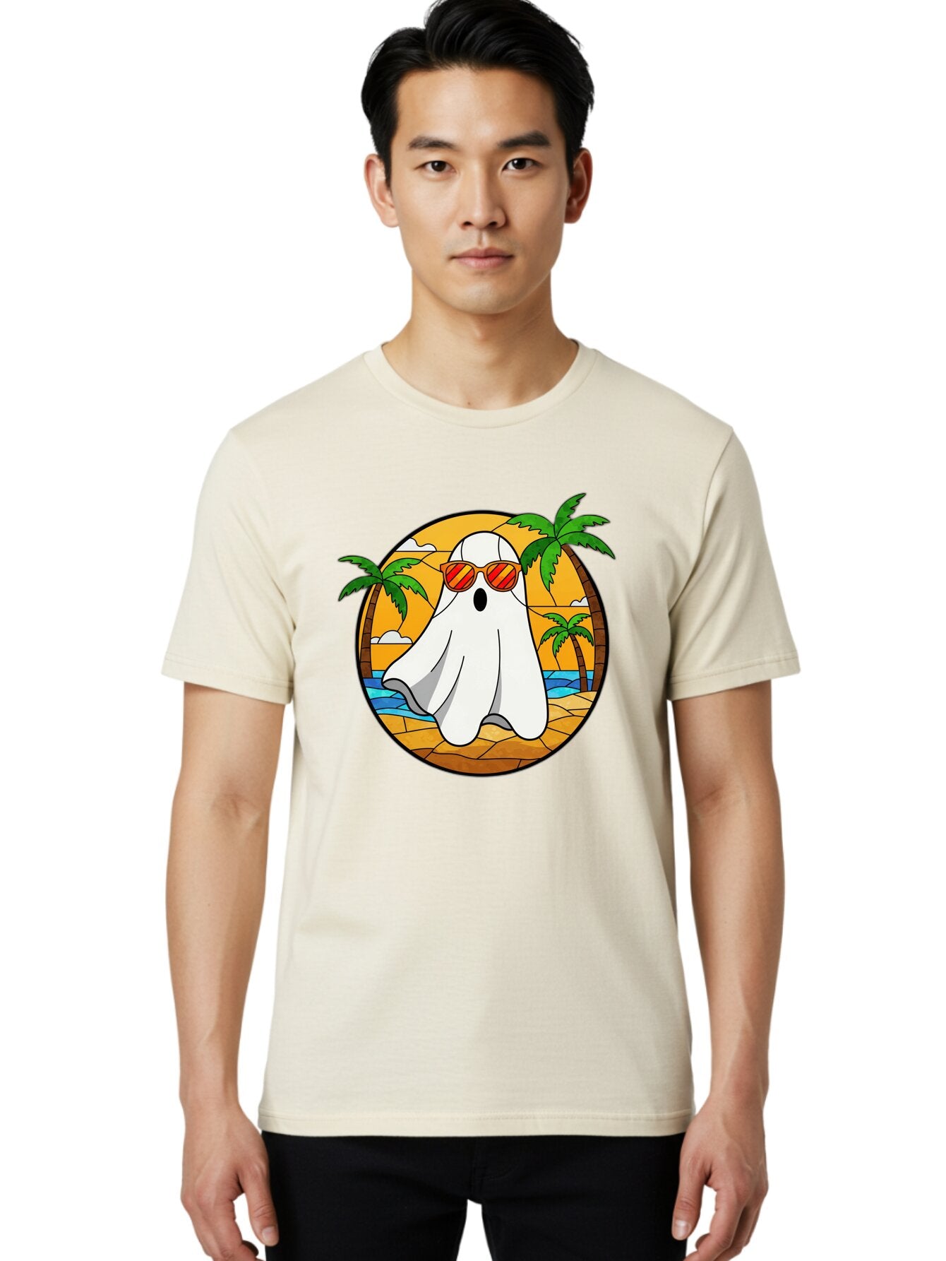 Ghost-Sunglasses-Beach Men'S Graphic Tee, 100% Cotton, Comfortable Casual Summer Wear, Machine Washable, Vintage Camera, Old Camera, Antique Camera, Black Camera, Classic Photography, Photography Equipment, Nostalgic Device, Film Camera, Bam530 20