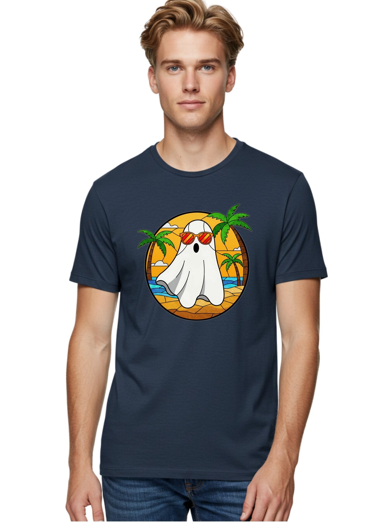 Ghost-Sunglasses-Beach Men'S Graphic Tee, 100% Cotton, Comfortable Casual Summer Wear, Machine Washable, Vintage Camera, Old Camera, Antique Camera, Black Camera, Classic Photography, Photography Equipment, Nostalgic Device, Film Camera, Bam530 25