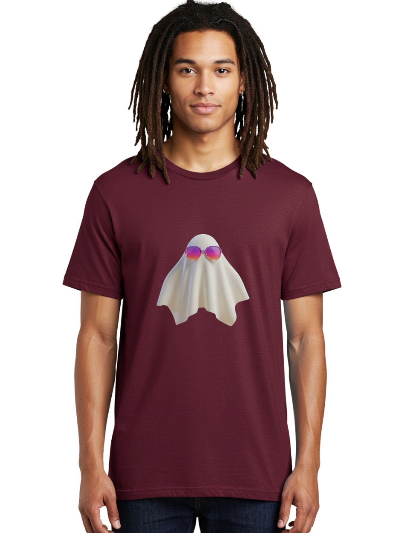 Ghost-Wearing-Sunglasses Men'S Graphic Tee, 100% Cotton, Comfortable Casual Summer Wear, Machine Washable, Vintage Camera, Old Camera, Antique Camera, Black Camera, Classic Photography, Photography Equipment, Nostalgic Device, Film Camera, Bam533 30