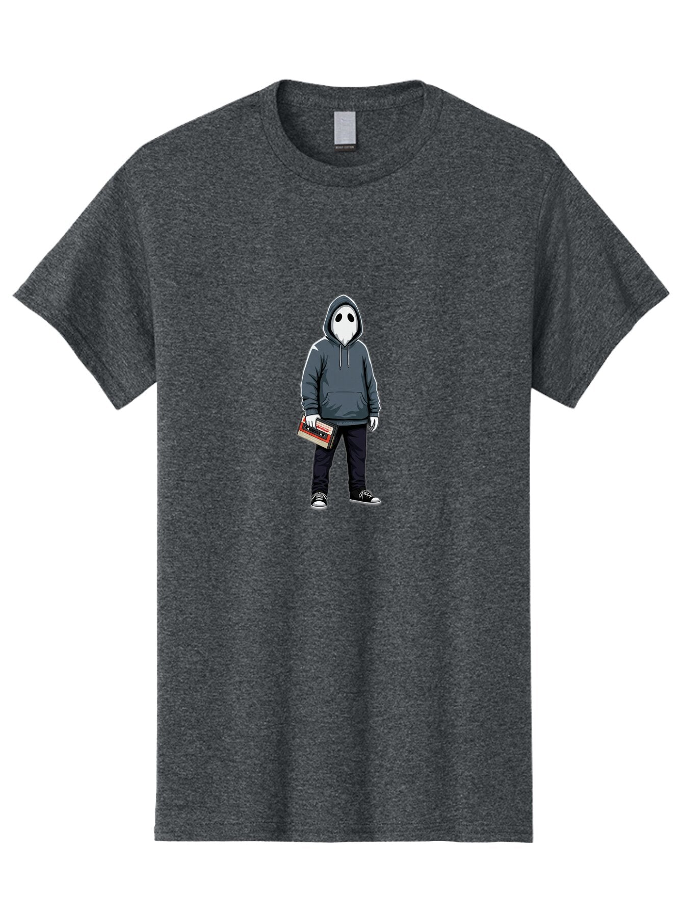 Ghostface-With-Boombox Men'S Graphic Tee, 100% Cotton, Comfortable Casual Summer Wear, Machine Washable, Vintage Camera, Old Camera, Antique Camera, Black Camera, Classic Photography, Photography Equipment, Nostalgic Device, Film Camera, Bam536