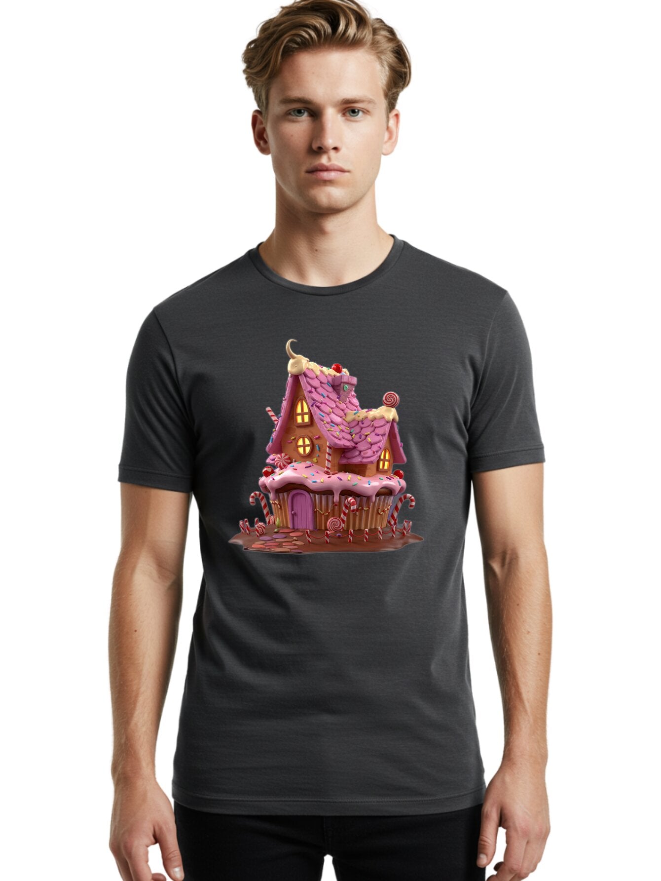Gingerbread-House-Cupcake-1 Men'S Graphic Tee, 100% Cotton, Comfortable Casual Summer Wear, Machine Washable, Vintage Camera, Old Camera, Antique Camera, Black Camera, Classic Photography, Photography Equipment, Nostalgic Device, Film Camera, Bam538 28