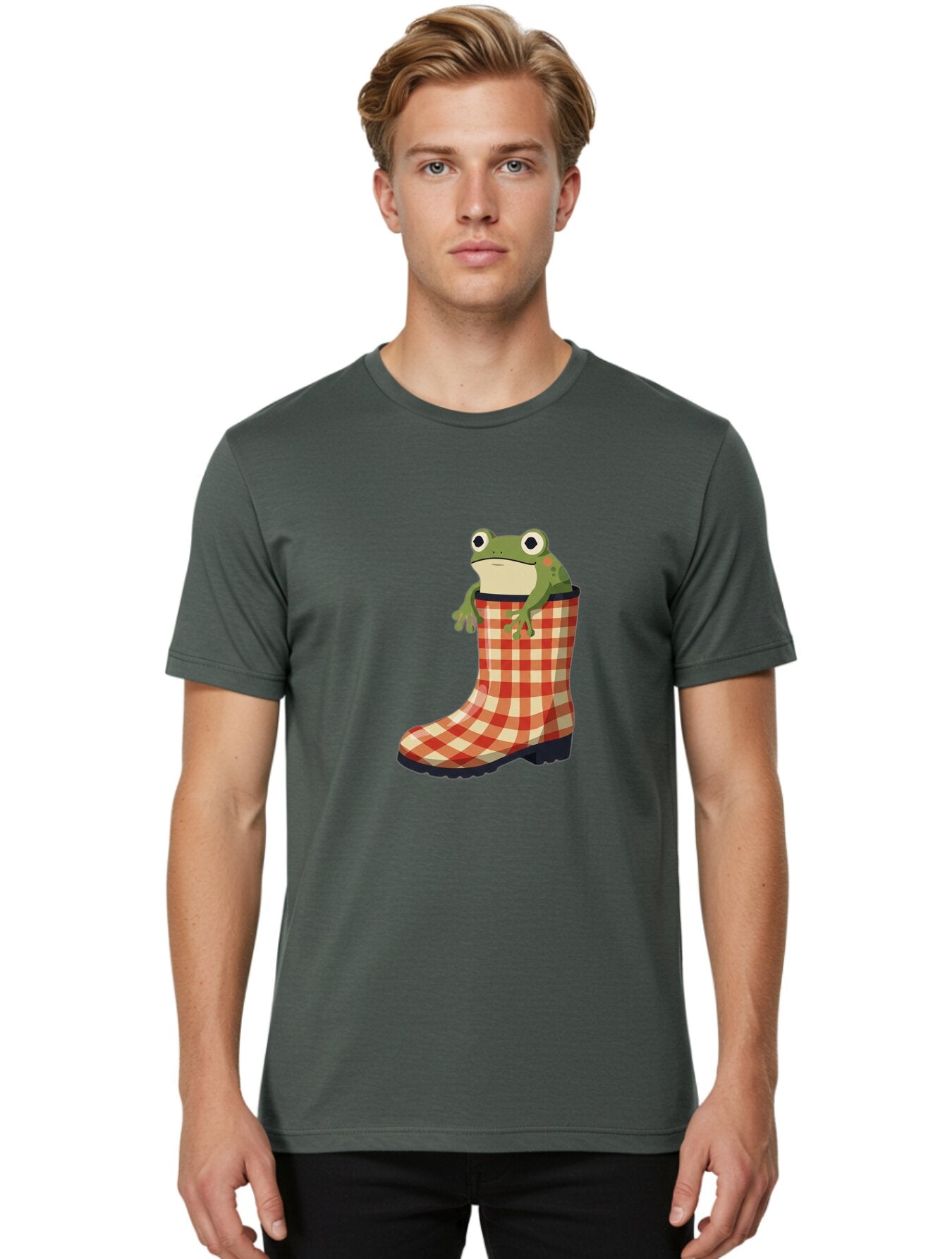 Gingham-Boot-Frog Men'S Graphic Tee, 100% Cotton, Comfortable Casual Summer Wear, Machine Washable, Vintage Camera, Old Camera, Antique Camera, Black Camera, Classic Photography, Photography Equipment, Nostalgic Device, Film Camera, Camera Art Bam544 25