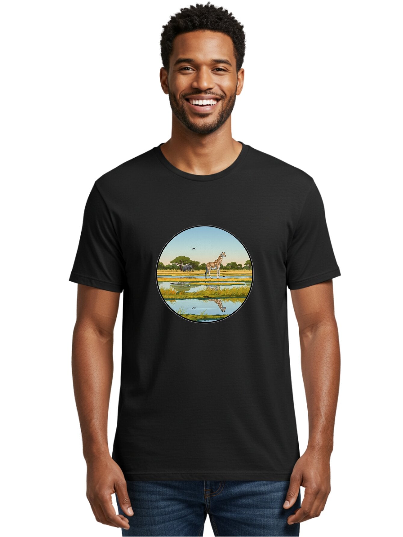 Giraffe-Scene Men'S Graphic Tee, 100% Cotton, Comfortable Casual Summer Wear, Machine Washable, Vintage Camera, Old Camera, Antique Camera, Black Camera, Classic Photography, Photography Equipment, Nostalgic Device, Film Camera, Camera Art Bam545 29