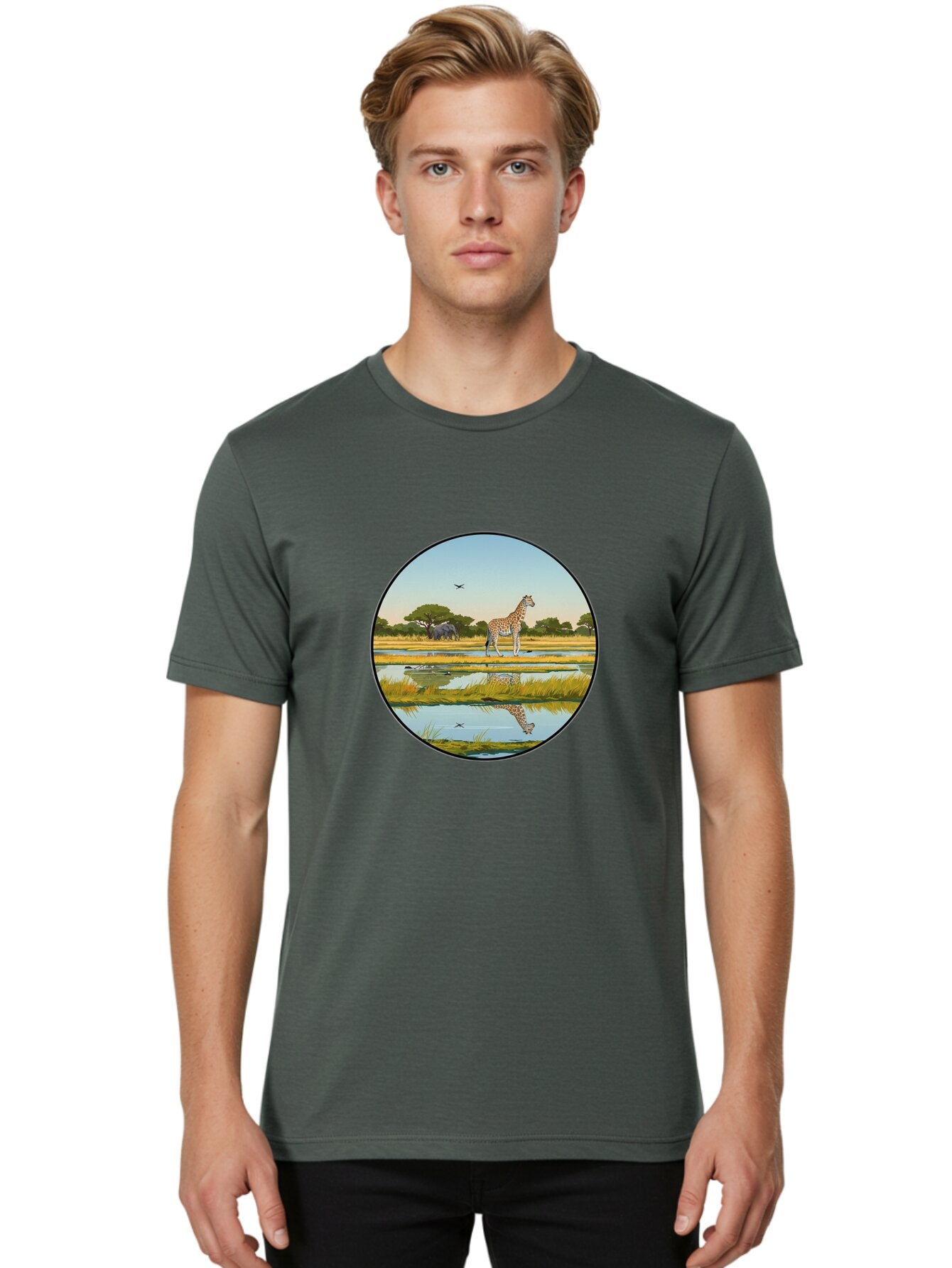 Giraffe-Scene Men'S Graphic Tee, 100% Cotton, Comfortable Casual Summer Wear, Machine Washable, Vintage Camera, Old Camera, Antique Camera, Black Camera, Classic Photography, Photography Equipment, Nostalgic Device, Film Camera, Camera Art Bam545 18
