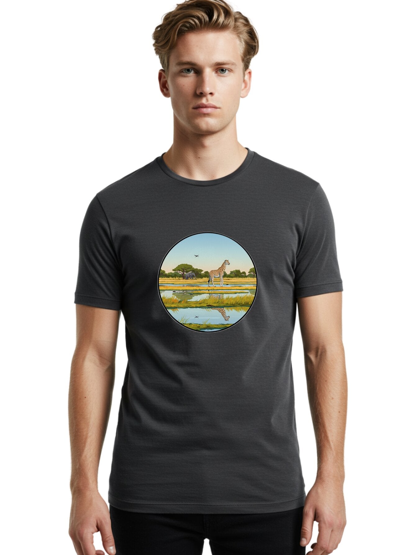 Giraffe-Scene Men'S Graphic Tee, 100% Cotton, Comfortable Casual Summer Wear, Machine Washable, Vintage Camera, Old Camera, Antique Camera, Black Camera, Classic Photography, Photography Equipment, Nostalgic Device, Film Camera, Camera Art Bam545 26