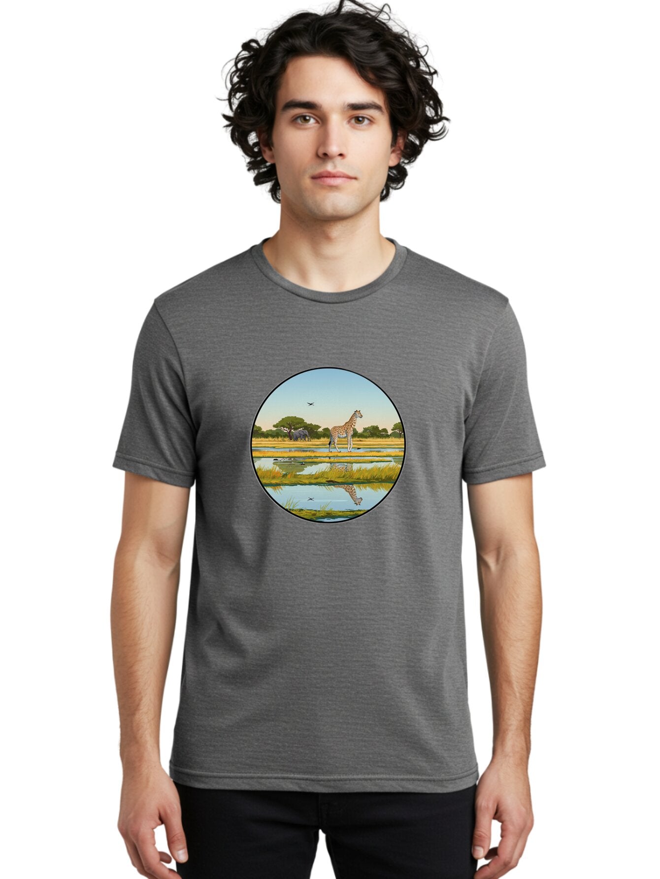 Giraffe-Scene Men'S Graphic Tee, 100% Cotton, Comfortable Casual Summer Wear, Machine Washable, Vintage Camera, Old Camera, Antique Camera, Black Camera, Classic Photography, Photography Equipment, Nostalgic Device, Film Camera, Camera Art Bam545 21