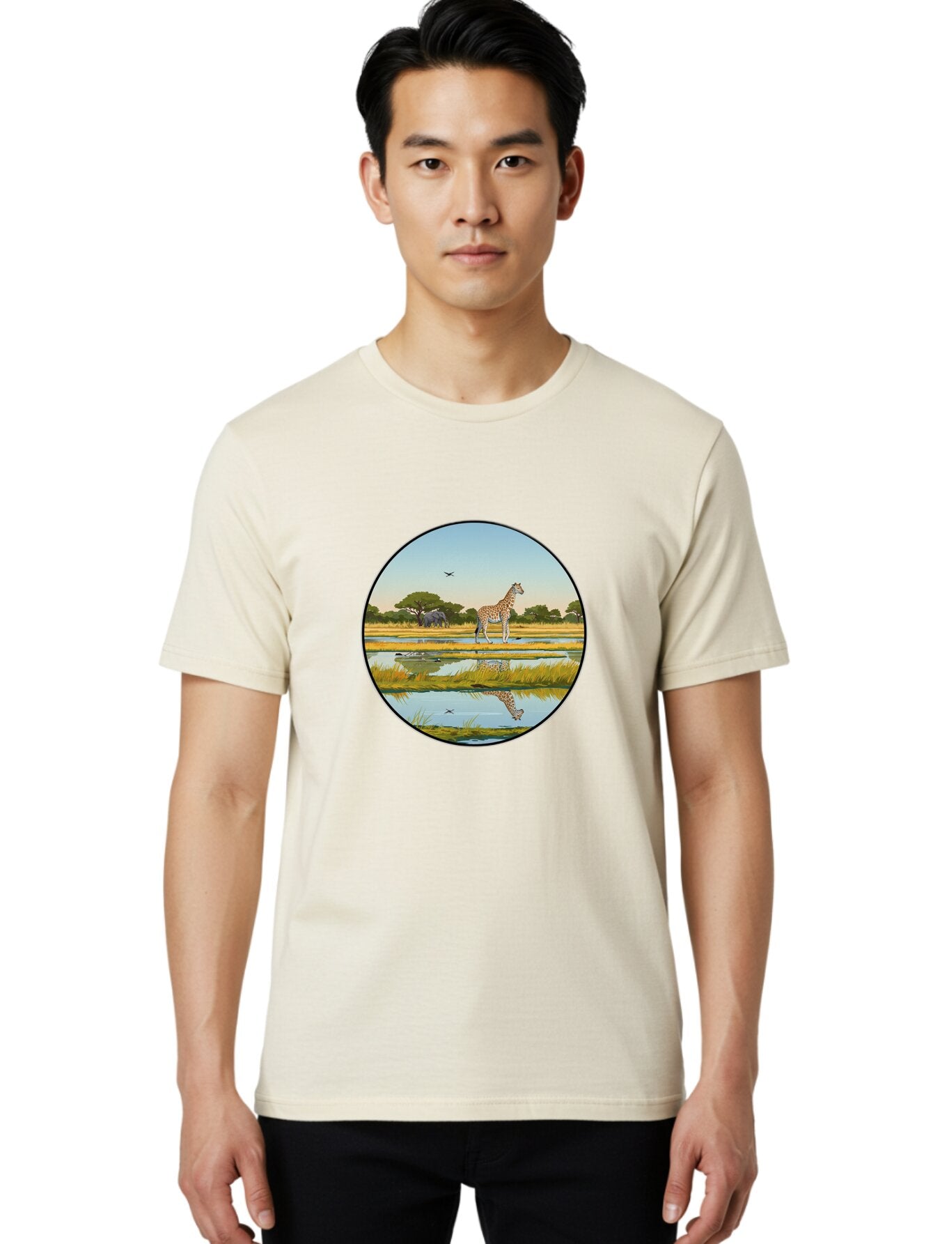 Giraffe-Scene Men'S Graphic Tee, 100% Cotton, Comfortable Casual Summer Wear, Machine Washable, Vintage Camera, Old Camera, Antique Camera, Black Camera, Classic Photography, Photography Equipment, Nostalgic Device, Film Camera, Camera Art Bam545 24