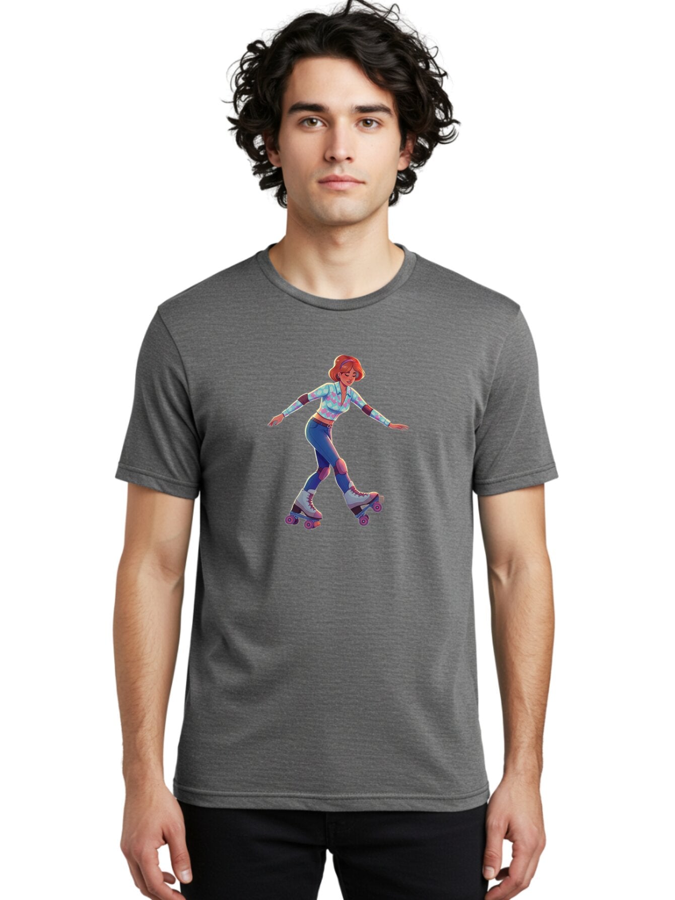 Girl-Roller-Skating Men'S Graphic Tee, 100% Cotton, Comfortable Casual Summer Wear, Machine Washable, Vintage Camera, Old Camera, Antique Camera, Black Camera, Classic Photography, Photography Equipment, Nostalgic Device, Film Camera, Bam546 19