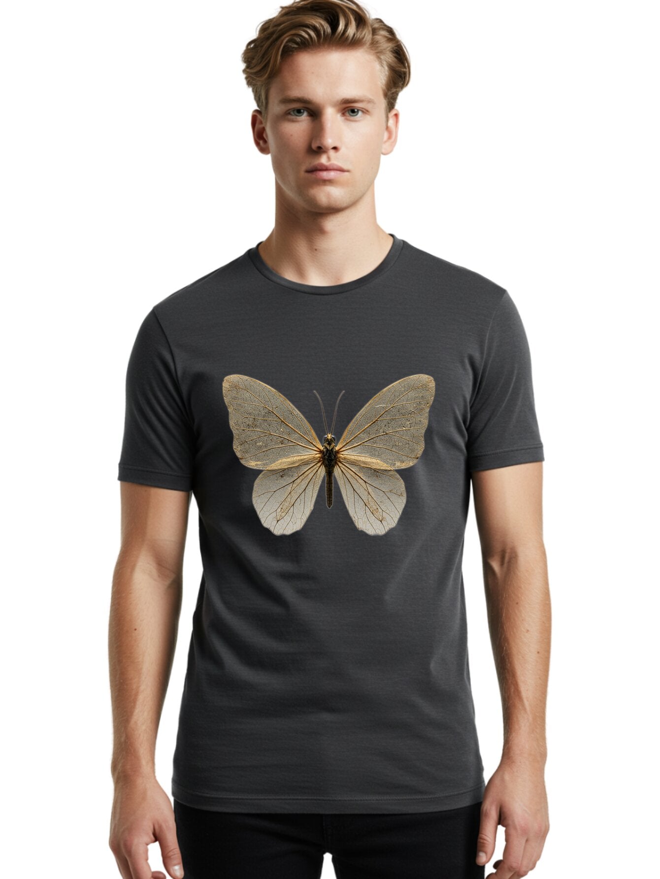 Glasswing-Butterfly Men'S Graphic Tee, 100% Cotton, Comfortable Casual Summer Wear, Machine Washable, Vintage Camera, Old Camera, Antique Camera, Black Camera, Classic Photography, Photography Equipment, Nostalgic Device, Film Camera, Bam547 16
