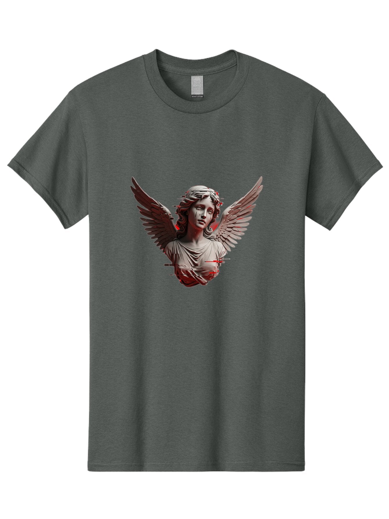 Glitch-Angel-Statue Men'S Graphic Tee, 100% Cotton, Comfortable Casual Summer Wear, Machine Washable, Vintage Camera, Old Camera, Antique Camera, Black Camera, Classic Photography, Photography Equipment, Nostalgic Device, Film Camera, Bam548 10