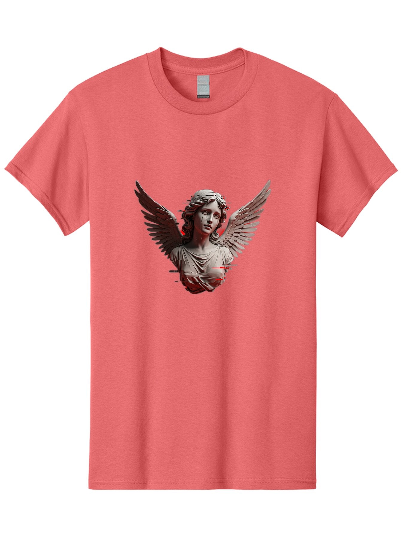 Glitch-Angel-Statue Men'S Graphic Tee, 100% Cotton, Comfortable Casual Summer Wear, Machine Washable, Vintage Camera, Old Camera, Antique Camera, Black Camera, Classic Photography, Photography Equipment, Nostalgic Device, Film Camera, Bam548