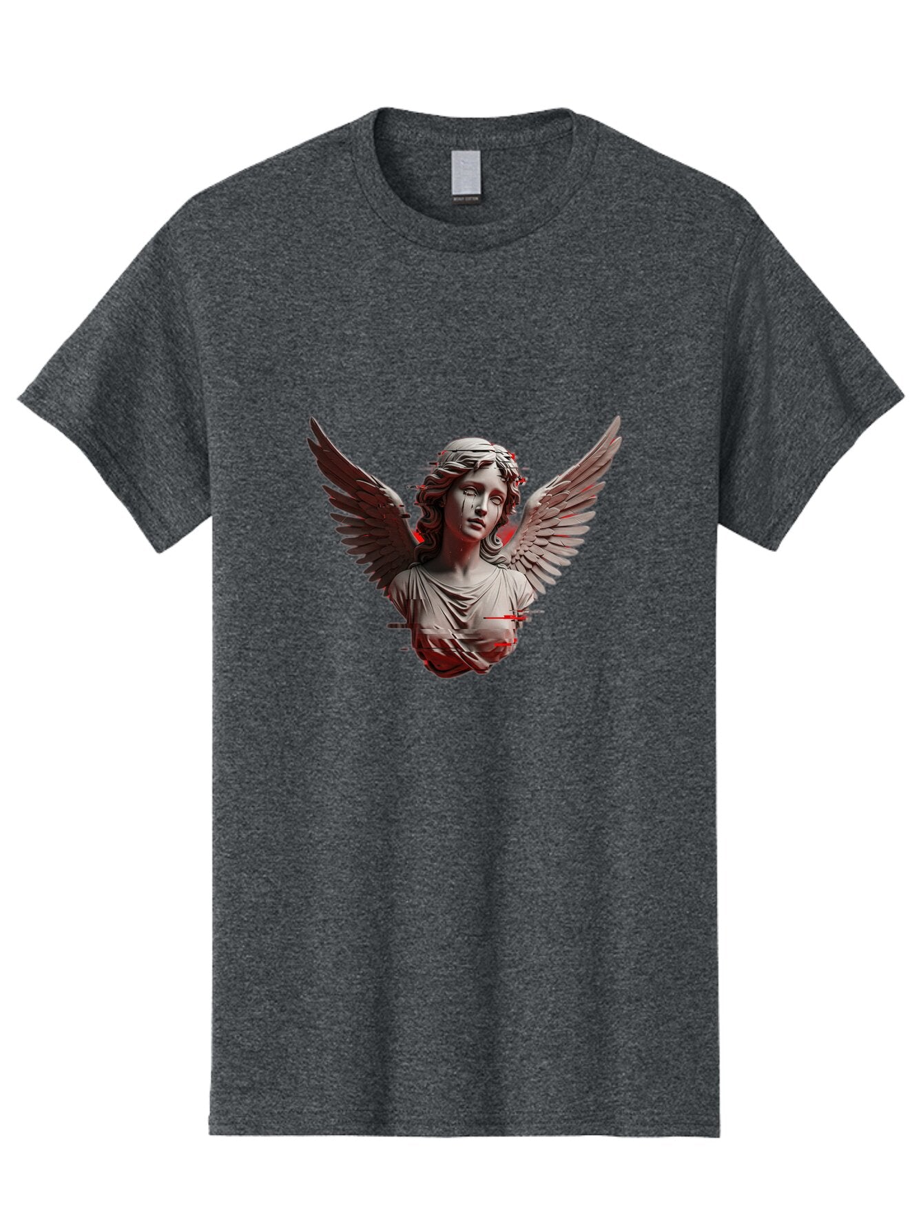 Glitch-Angel-Statue Men'S Graphic Tee, 100% Cotton, Comfortable Casual Summer Wear, Machine Washable, Vintage Camera, Old Camera, Antique Camera, Black Camera, Classic Photography, Photography Equipment, Nostalgic Device, Film Camera, Bam548 3