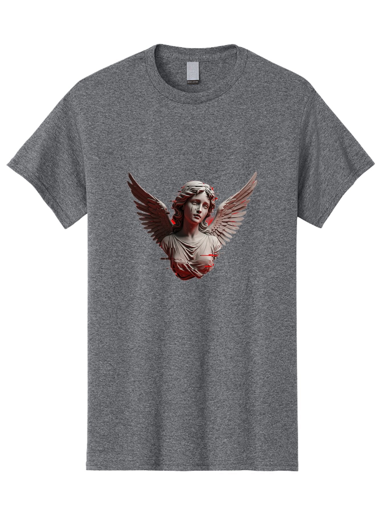 Glitch-Angel-Statue Men'S Graphic Tee, 100% Cotton, Comfortable Casual Summer Wear, Machine Washable, Vintage Camera, Old Camera, Antique Camera, Black Camera, Classic Photography, Photography Equipment, Nostalgic Device, Film Camera, Bam548 14