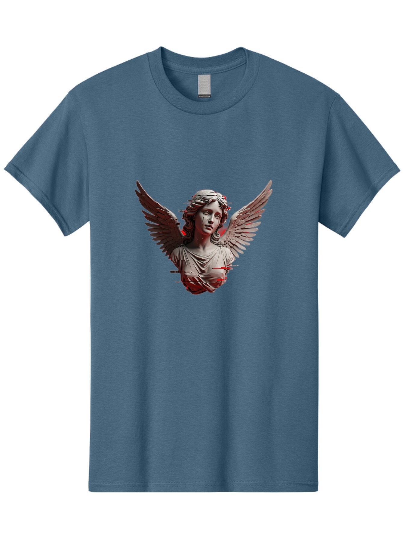 Glitch-Angel-Statue Men'S Graphic Tee, 100% Cotton, Comfortable Casual Summer Wear, Machine Washable, Vintage Camera, Old Camera, Antique Camera, Black Camera, Classic Photography, Photography Equipment, Nostalgic Device, Film Camera, Bam548 6