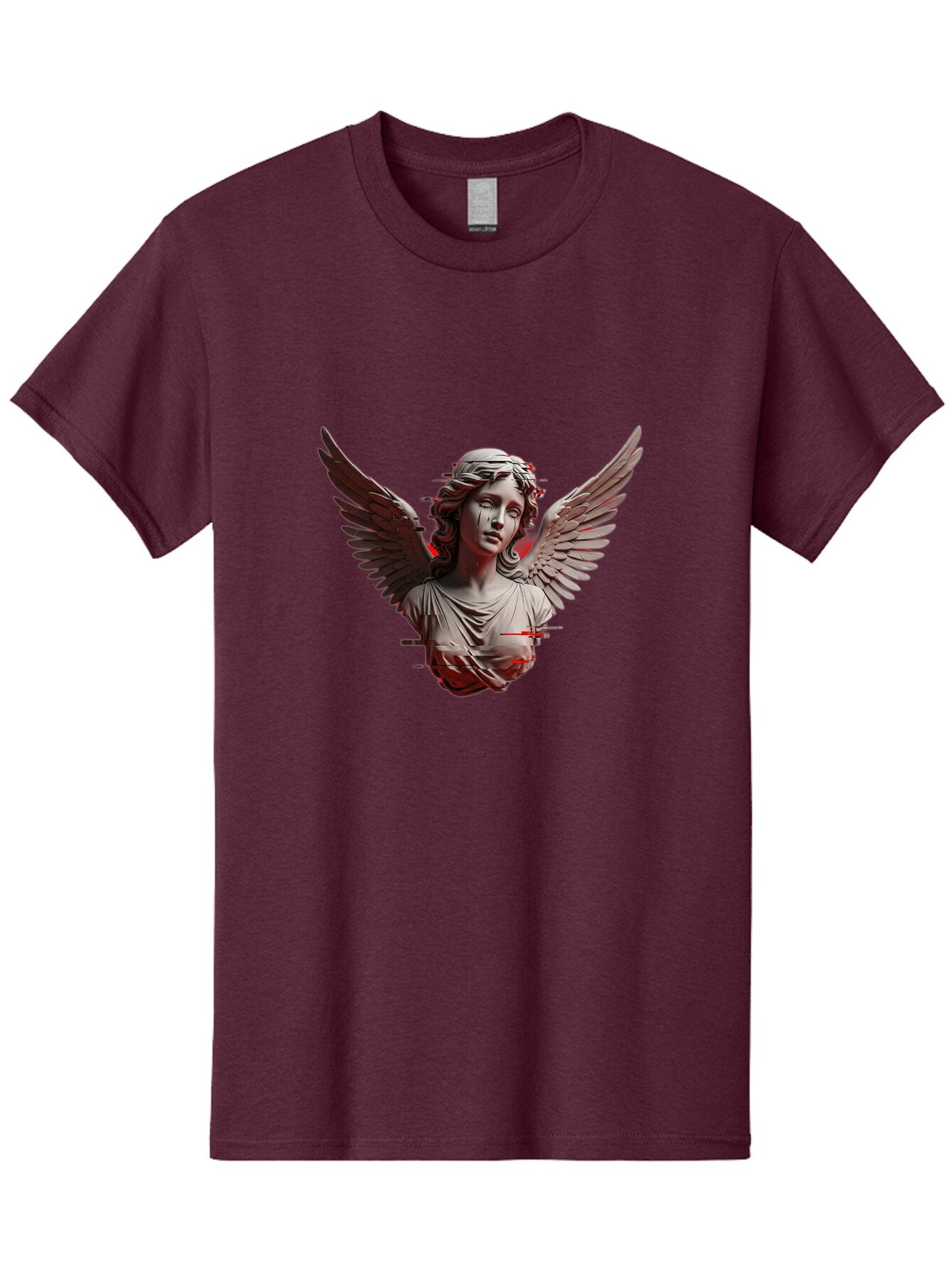 Glitch-Angel-Statue Men'S Graphic Tee, 100% Cotton, Comfortable Casual Summer Wear, Machine Washable, Vintage Camera, Old Camera, Antique Camera, Black Camera, Classic Photography, Photography Equipment, Nostalgic Device, Film Camera, Bam548 11
