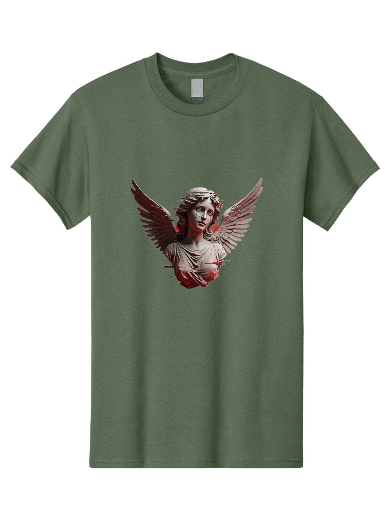 Glitch-Angel-Statue Men'S Graphic Tee, 100% Cotton, Comfortable Casual Summer Wear, Machine Washable, Vintage Camera, Old Camera, Antique Camera, Black Camera, Classic Photography, Photography Equipment, Nostalgic Device, Film Camera, Bam548 8