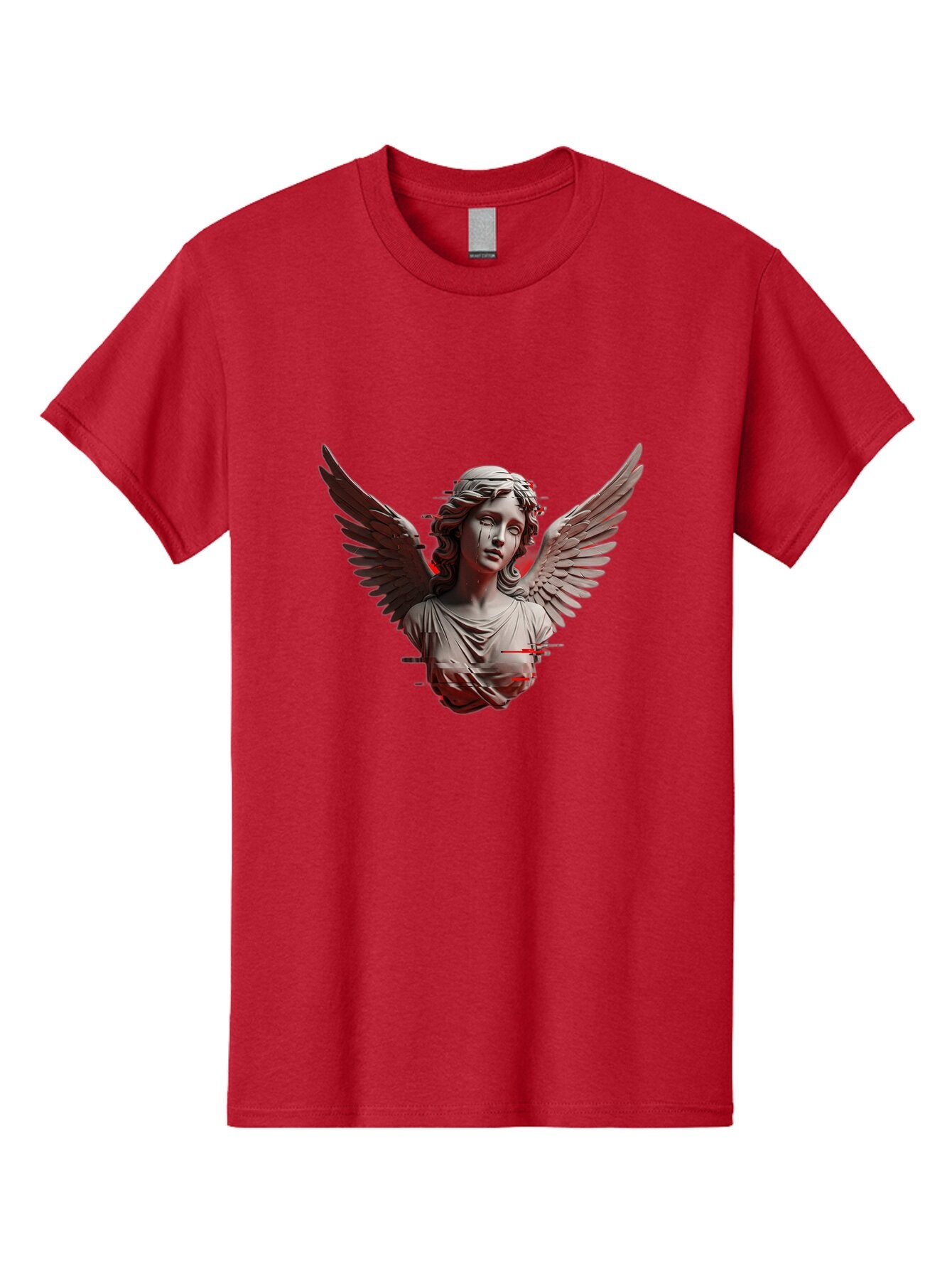 Glitch-Angel-Statue Men'S Graphic Tee, 100% Cotton, Comfortable Casual Summer Wear, Machine Washable, Vintage Camera, Old Camera, Antique Camera, Black Camera, Classic Photography, Photography Equipment, Nostalgic Device, Film Camera, Bam548 13