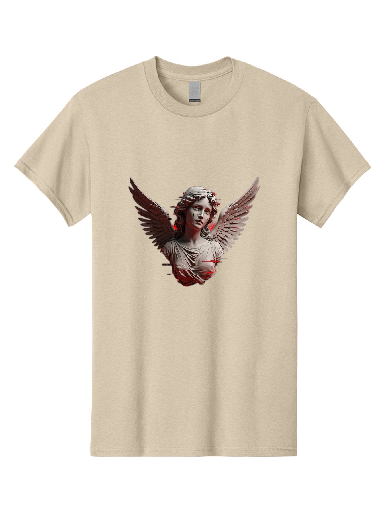 Glitch-Angel-Statue Men'S Graphic Tee, 100% Cotton, Comfortable Casual Summer Wear, Machine Washable, Vintage Camera, Old Camera, Antique Camera, Black Camera, Classic Photography, Photography Equipment, Nostalgic Device, Film Camera, Bam548 4