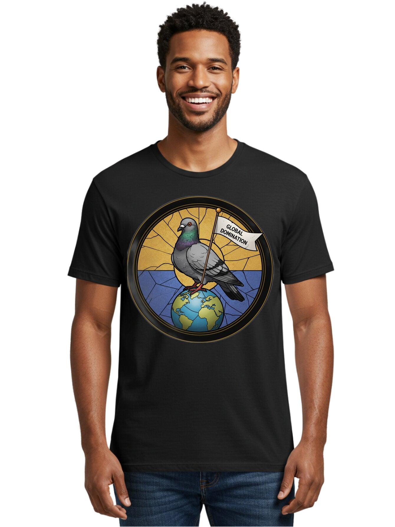 Global-Domination-Pigeon Men'S Graphic Tee, 100% Cotton, Comfortable Casual Summer Wear, Machine Washable, Vintage Camera, Old Camera, Antique Camera, Black Camera, Classic Photography, Photography Equipment, Nostalgic Device, Film Camera, Bam549 20
