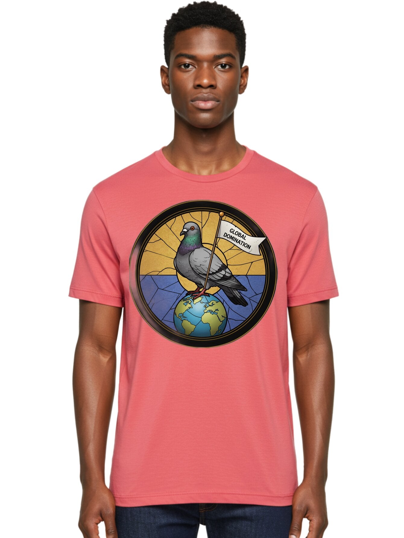 Global-Domination-Pigeon Men'S Graphic Tee, 100% Cotton, Comfortable Casual Summer Wear, Machine Washable, Vintage Camera, Old Camera, Antique Camera, Black Camera, Classic Photography, Photography Equipment, Nostalgic Device, Film Camera, Bam549 26