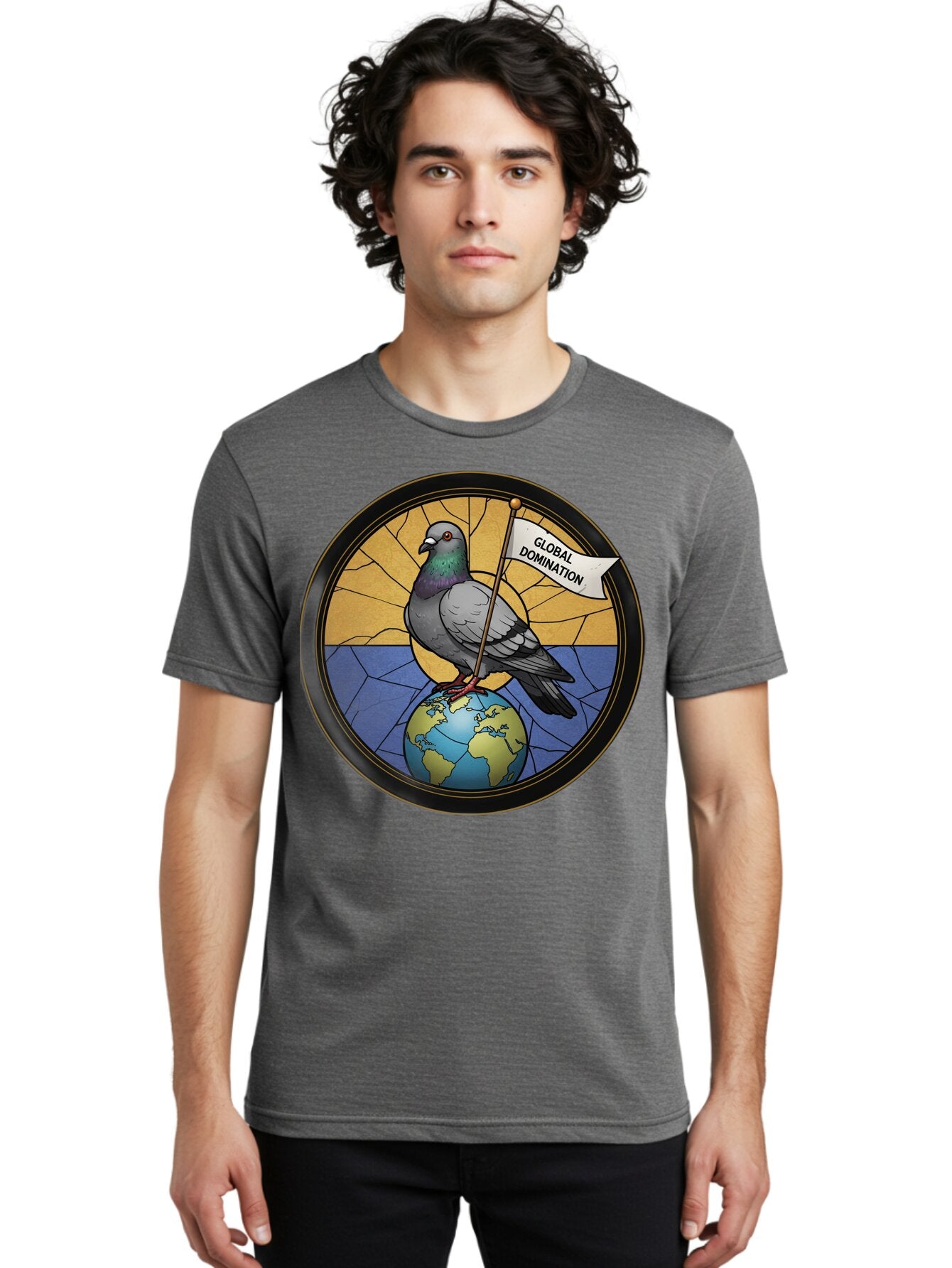 Global-Domination-Pigeon Men'S Graphic Tee, 100% Cotton, Comfortable Casual Summer Wear, Machine Washable, Vintage Camera, Old Camera, Antique Camera, Black Camera, Classic Photography, Photography Equipment, Nostalgic Device, Film Camera, Bam549 25