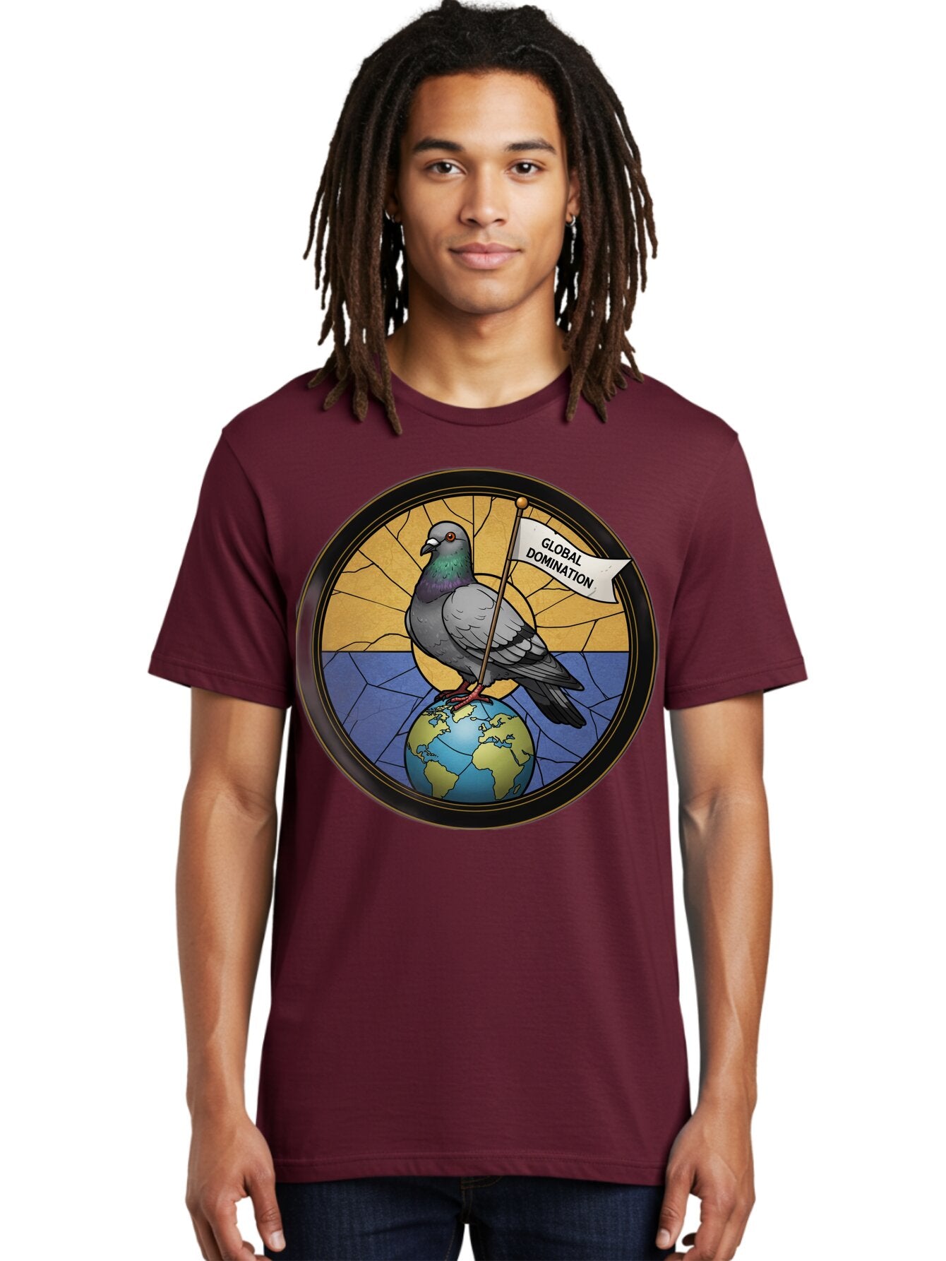 Global-Domination-Pigeon Men'S Graphic Tee, 100% Cotton, Comfortable Casual Summer Wear, Machine Washable, Vintage Camera, Old Camera, Antique Camera, Black Camera, Classic Photography, Photography Equipment, Nostalgic Device, Film Camera, Bam549 24