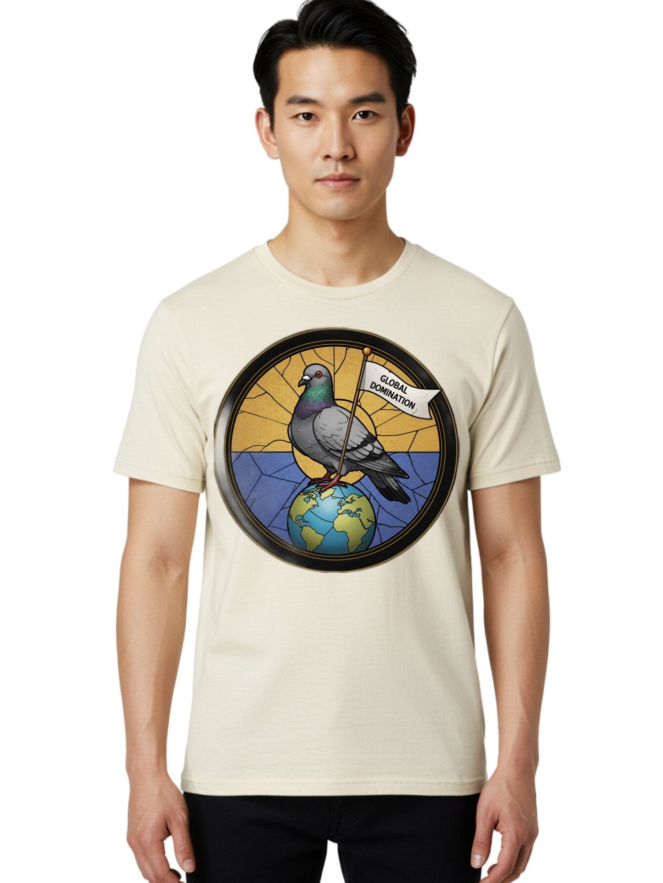 Global-Domination-Pigeon Men'S Graphic Tee, 100% Cotton, Comfortable Casual Summer Wear, Machine Washable, Vintage Camera, Old Camera, Antique Camera, Black Camera, Classic Photography, Photography Equipment, Nostalgic Device, Film Camera, Bam549 19