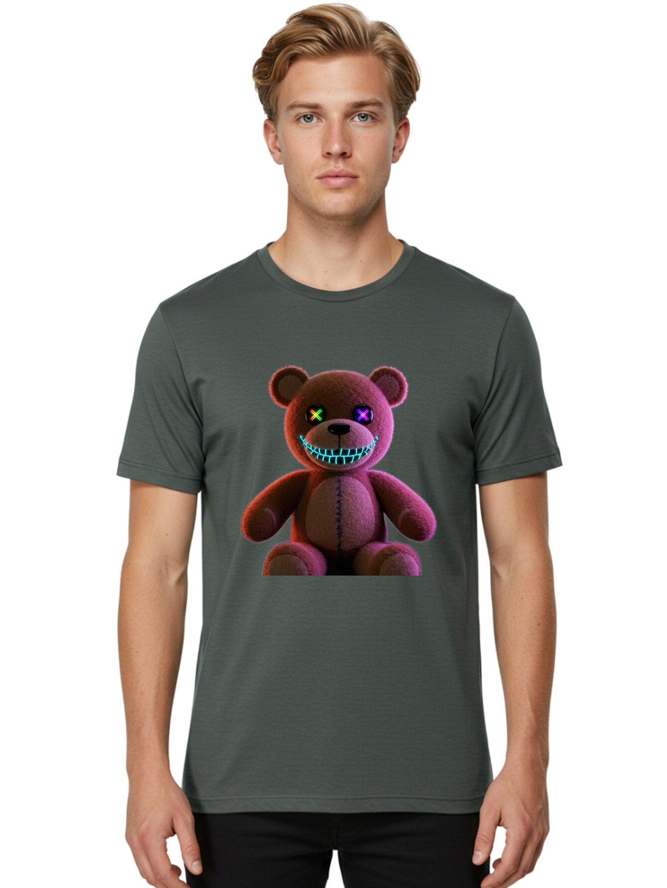 Glowing-Eyes-Teddy-Bear Men'S Graphic Tee, 100% Cotton, Comfortable Casual Summer Wear, Machine Washable, Vintage Camera, Old Camera, Antique Camera, Black Camera, Classic Photography, Photography Equipment, Nostalgic Device, Film Camera, Bam552 18