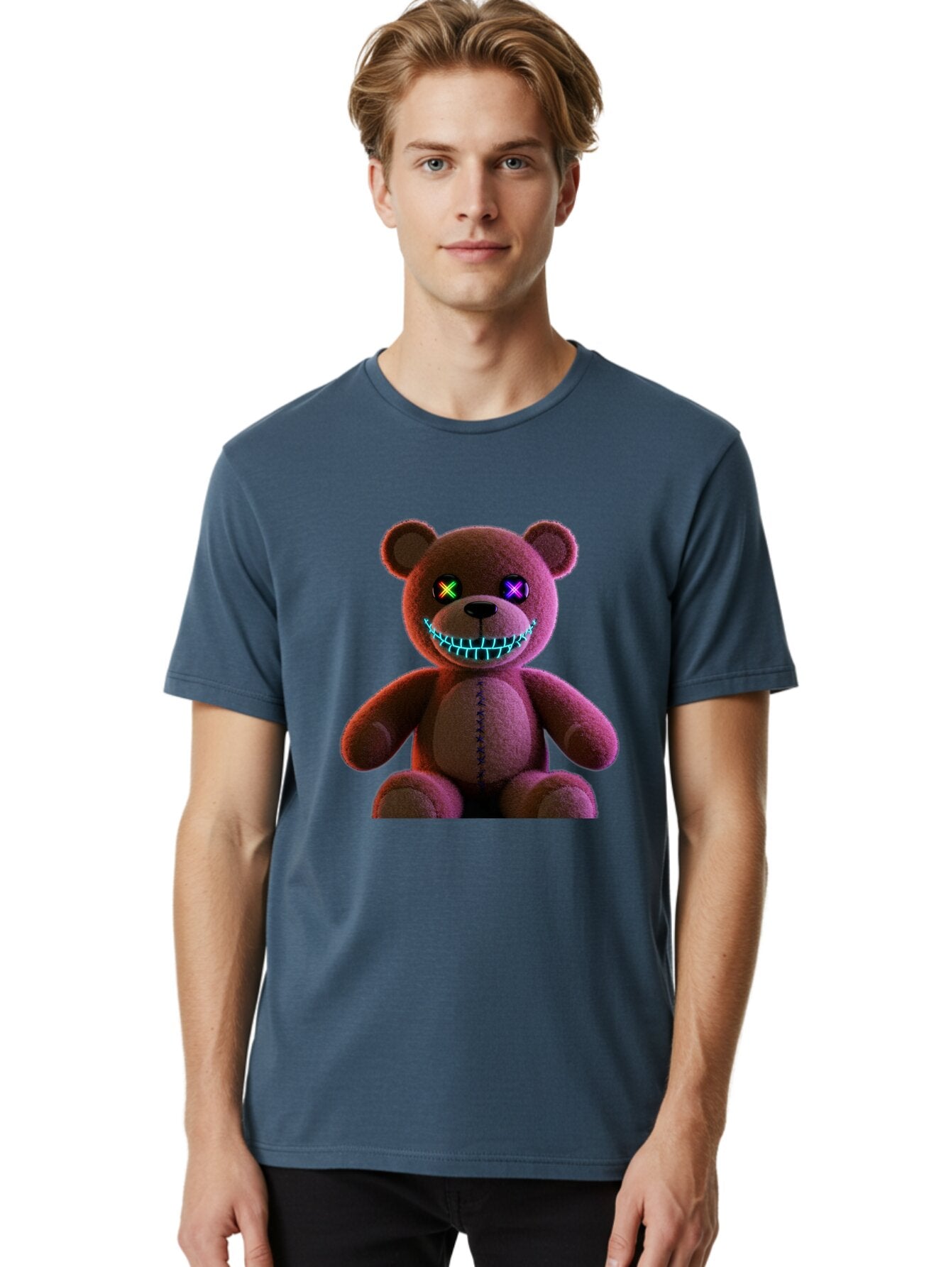 Glowing-Eyes-Teddy-Bear Men'S Graphic Tee, 100% Cotton, Comfortable Casual Summer Wear, Machine Washable, Vintage Camera, Old Camera, Antique Camera, Black Camera, Classic Photography, Photography Equipment, Nostalgic Device, Film Camera, Bam552 25