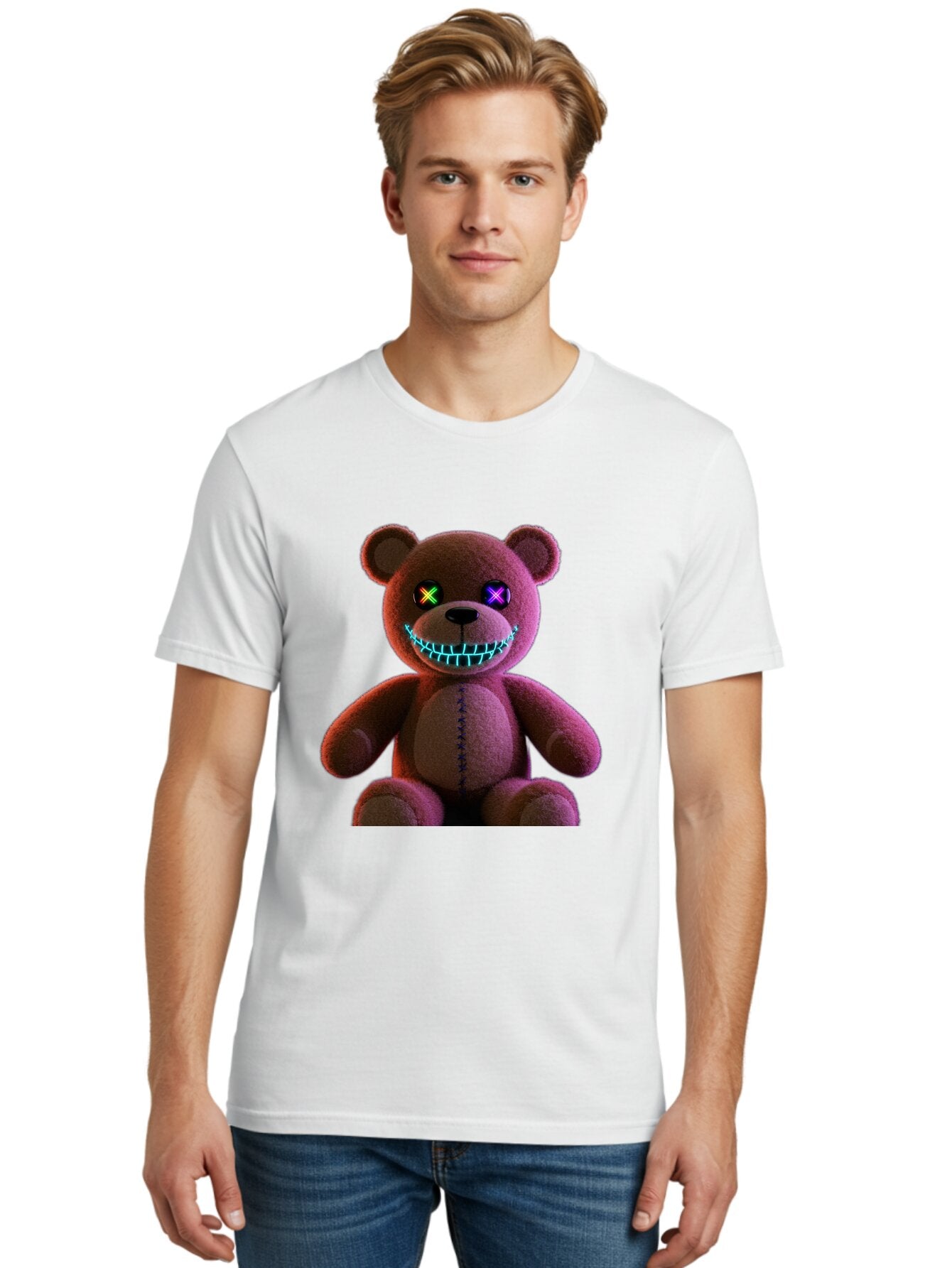 Glowing-Eyes-Teddy-Bear Men'S Graphic Tee, 100% Cotton, Comfortable Casual Summer Wear, Machine Washable, Vintage Camera, Old Camera, Antique Camera, Black Camera, Classic Photography, Photography Equipment, Nostalgic Device, Film Camera, Bam552 17