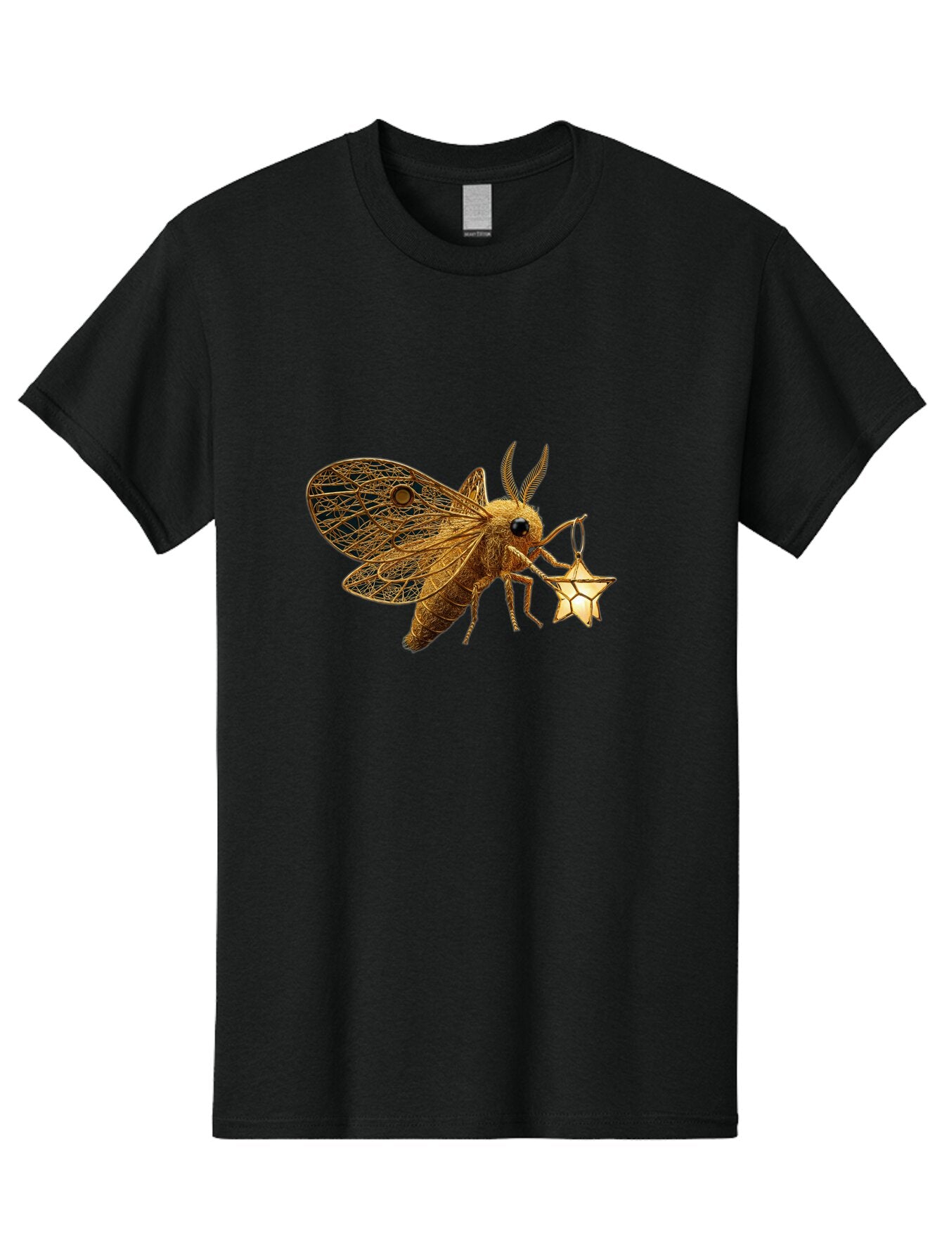 Golden-Bee-Holding-Star Men'S Graphic Tee, 100% Cotton, Comfortable Casual Summer Wear, Machine Washable, Vintage Camera, Old Camera, Antique Camera, Black Camera, Classic Photography, Photography Equipment, Nostalgic Device, Film Camera, Bam557 5