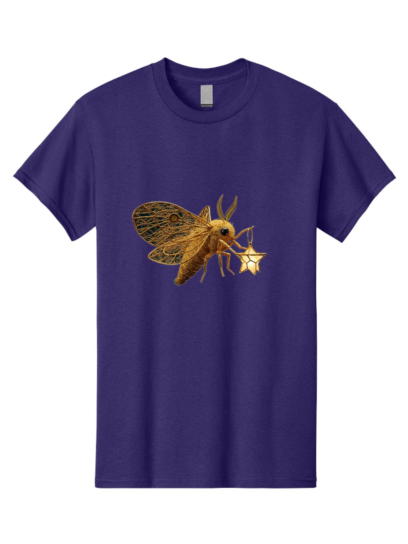 Golden-Bee-Holding-Star Men'S Graphic Tee, 100% Cotton, Comfortable Casual Summer Wear, Machine Washable, Vintage Camera, Old Camera, Antique Camera, Black Camera, Classic Photography, Photography Equipment, Nostalgic Device, Film Camera, Bam557 15