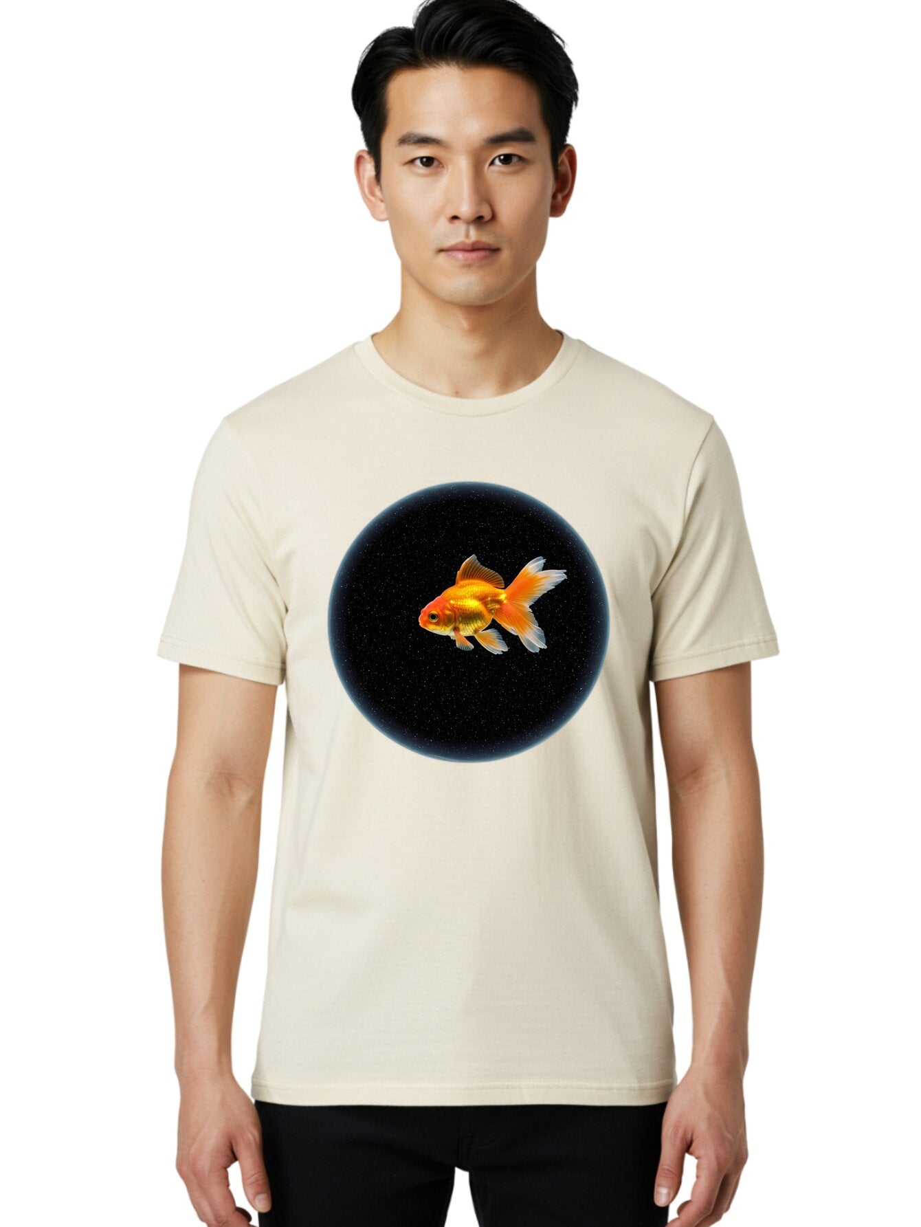 Goldfish-In-Black-Circle Men'S Graphic Tee, 100% Cotton, Comfortable Casual Summer Wear, Machine Washable, Vintage Camera, Old Camera, Antique Camera, Black Camera, Classic Photography, Photography Equipment, Nostalgic Device, Film Camera, Bam563 16