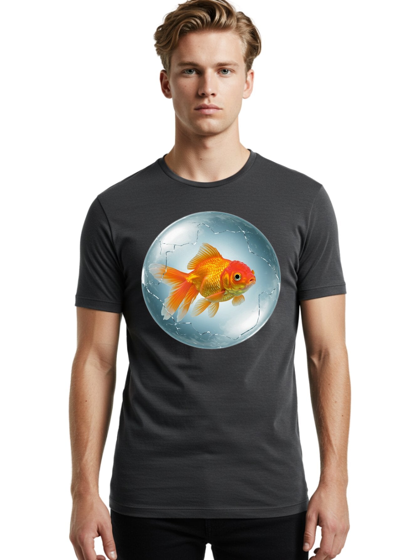 Goldfish-In-Broken-Glass Men'S Graphic Tee, 100% Cotton, Comfortable Casual Summer Wear, Machine Washable, Vintage Camera, Old Camera, Antique Camera, Black Camera, Classic Photography, Photography Equipment, Nostalgic Device, Film Camera, Bam565 24